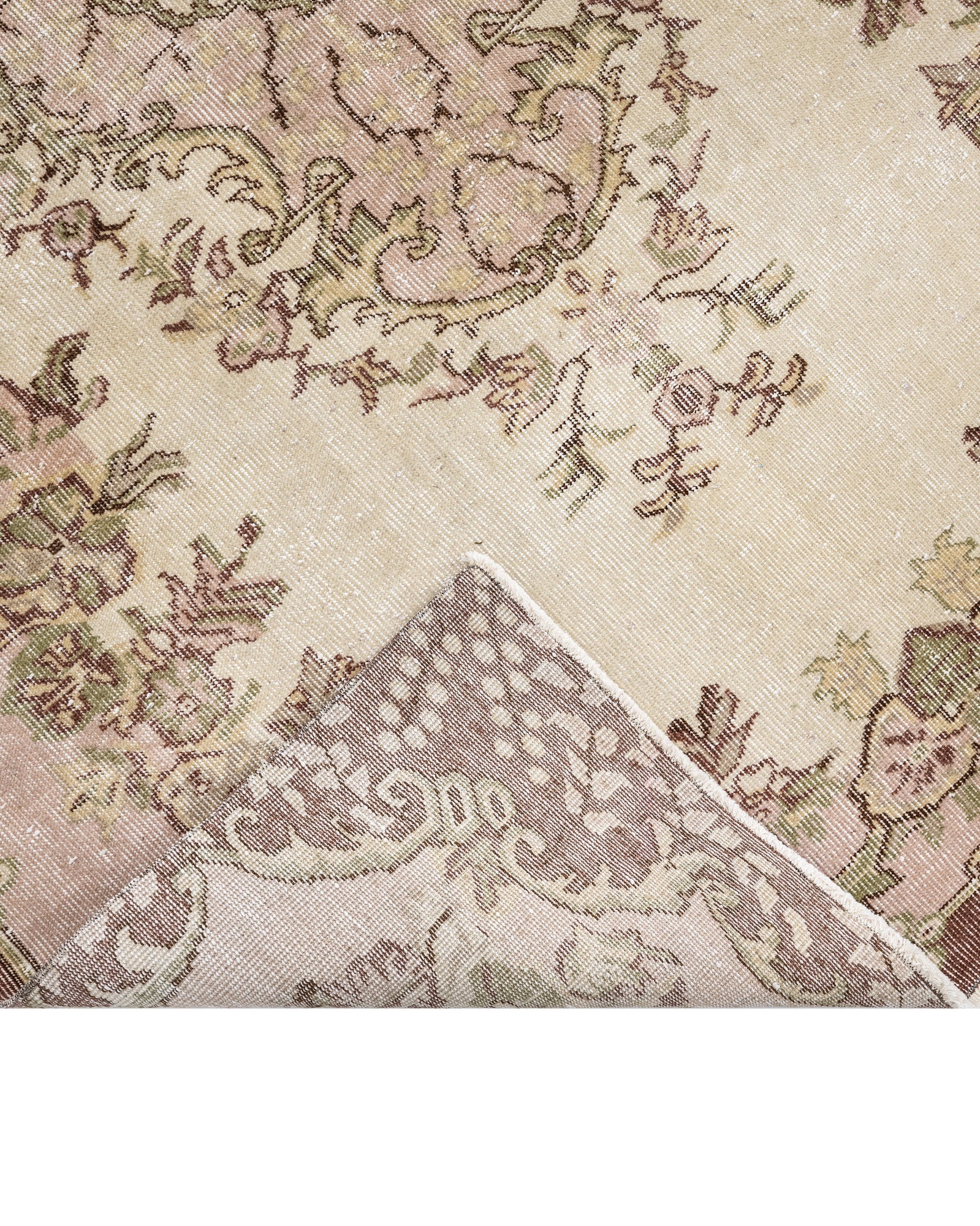 Handmade Wool Rug - Vintage Brown Medallion 5x8 Cotton Blend Area Rug