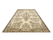 Handmade Wool Cotton Rug – Vintage Brown Medallion 5'6"x9'4" Area Carpet