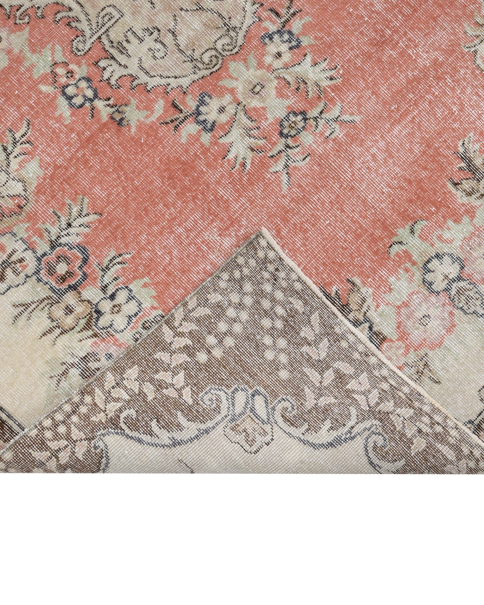 Handmade Wool Rug - Vintage Red Medallion 5'7" x 8'11" Cotton & Wool Carpet