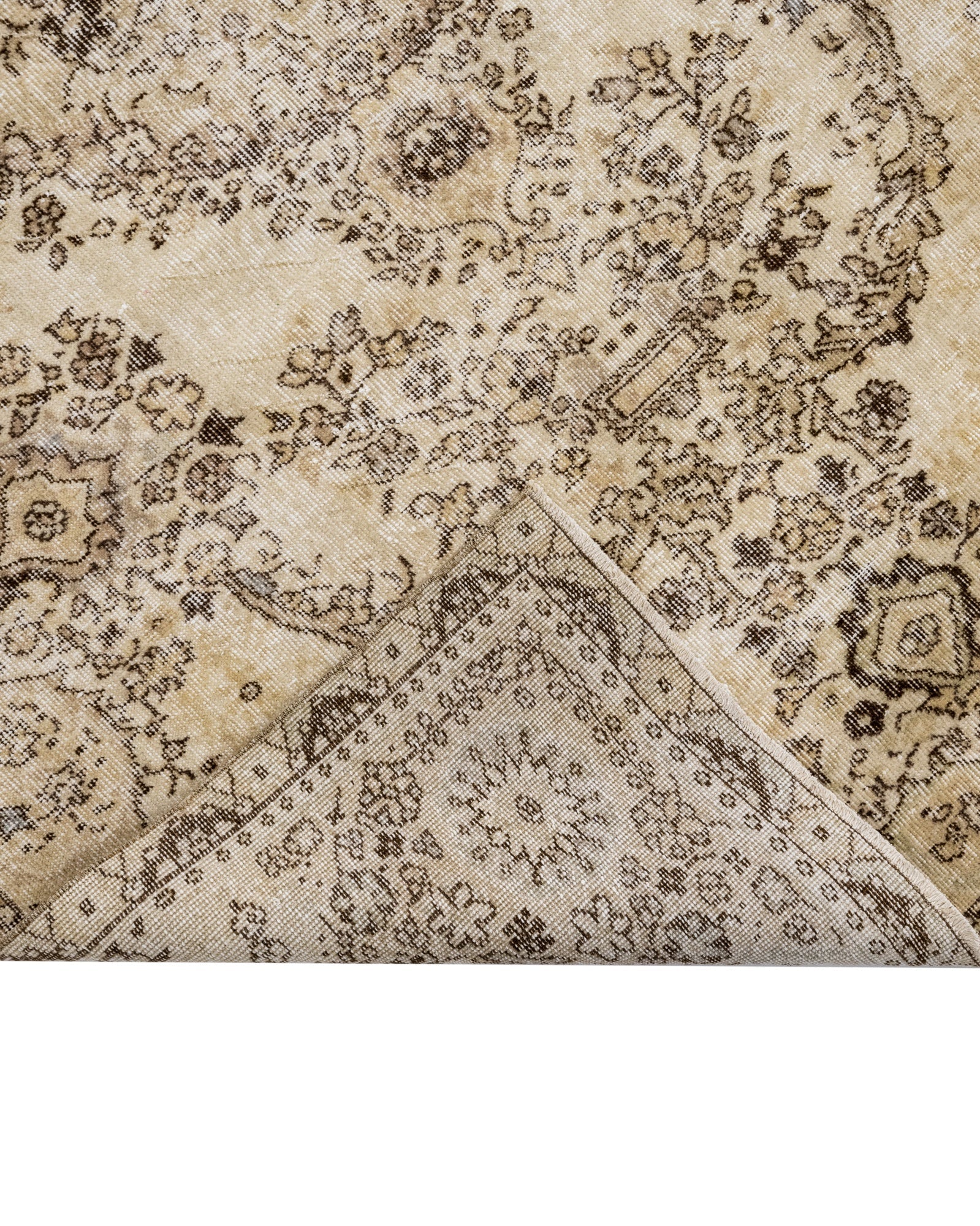 Handmade Wool Rug – Vintage Medallion Brown 5x9 Foot Cotton Blend Carpet