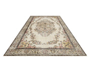 Handmade Wool Rug - Vintage Brown Medallion 6x9 Area Rug for Living Room