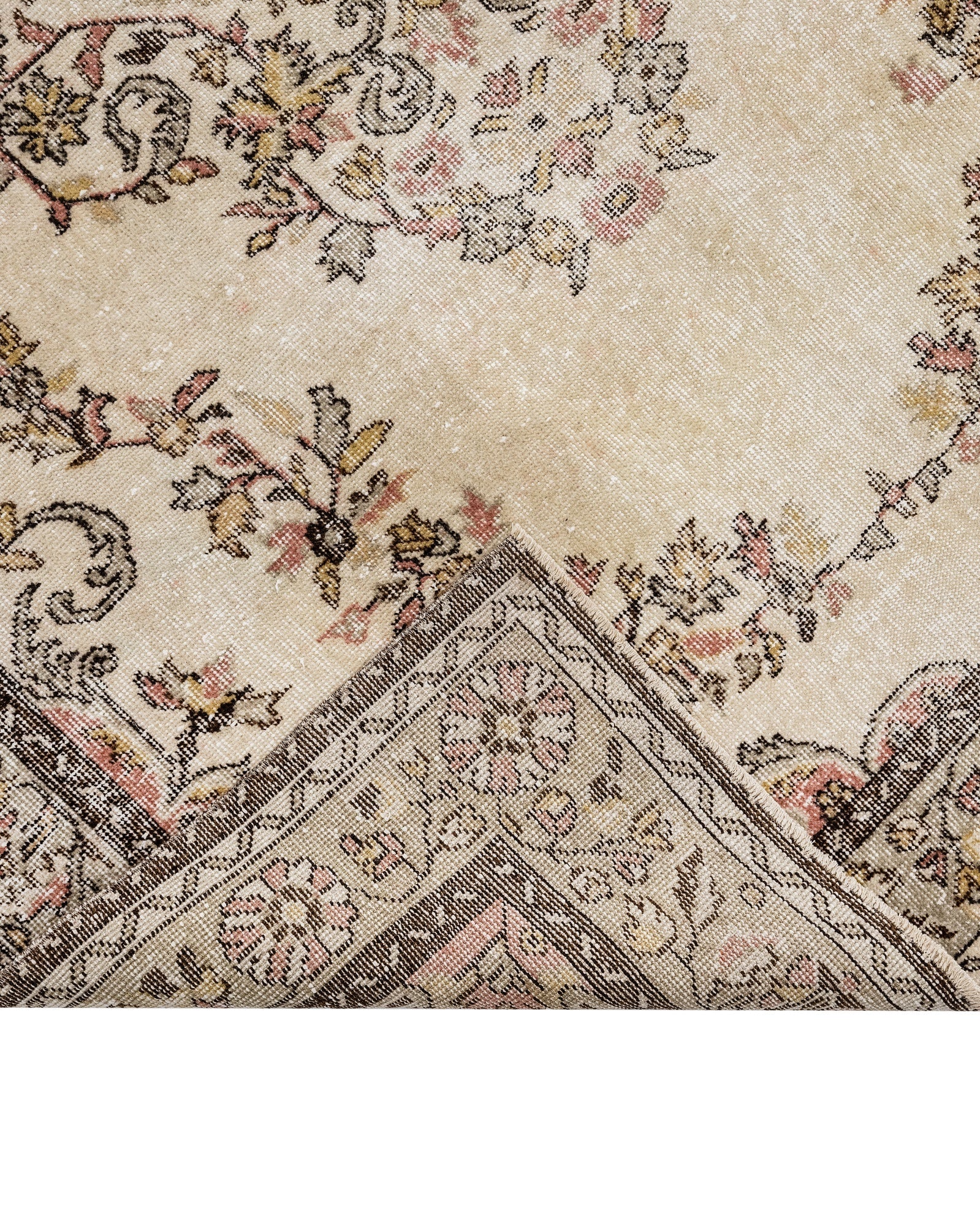 Handmade Wool Rug - Vintage Brown Medallion 6x9 Area Rug for Living Room