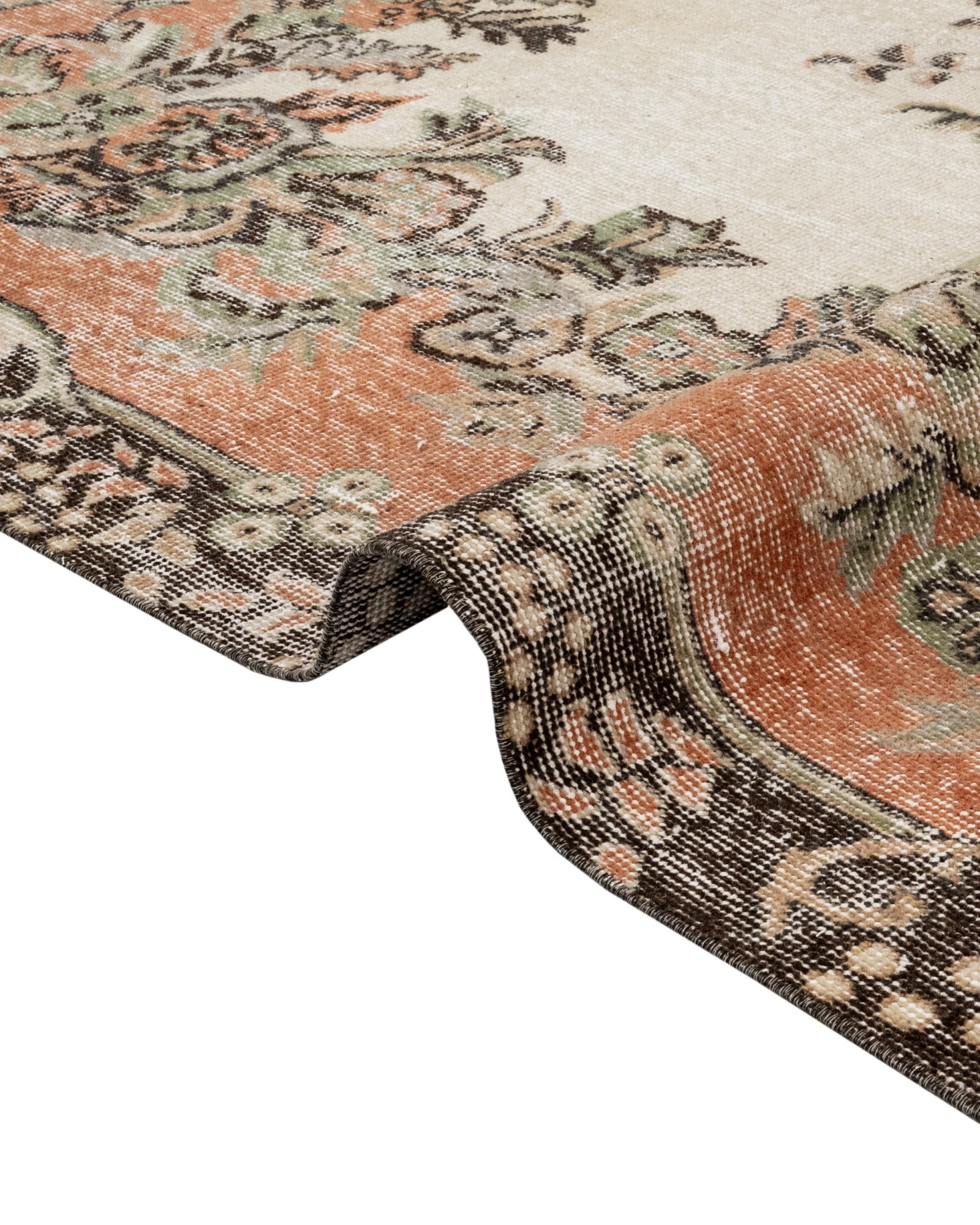 Handmade Wool Rug - Vintage Red Medallion 5'8" x 10'2" Cotton Wool Blend Carpet