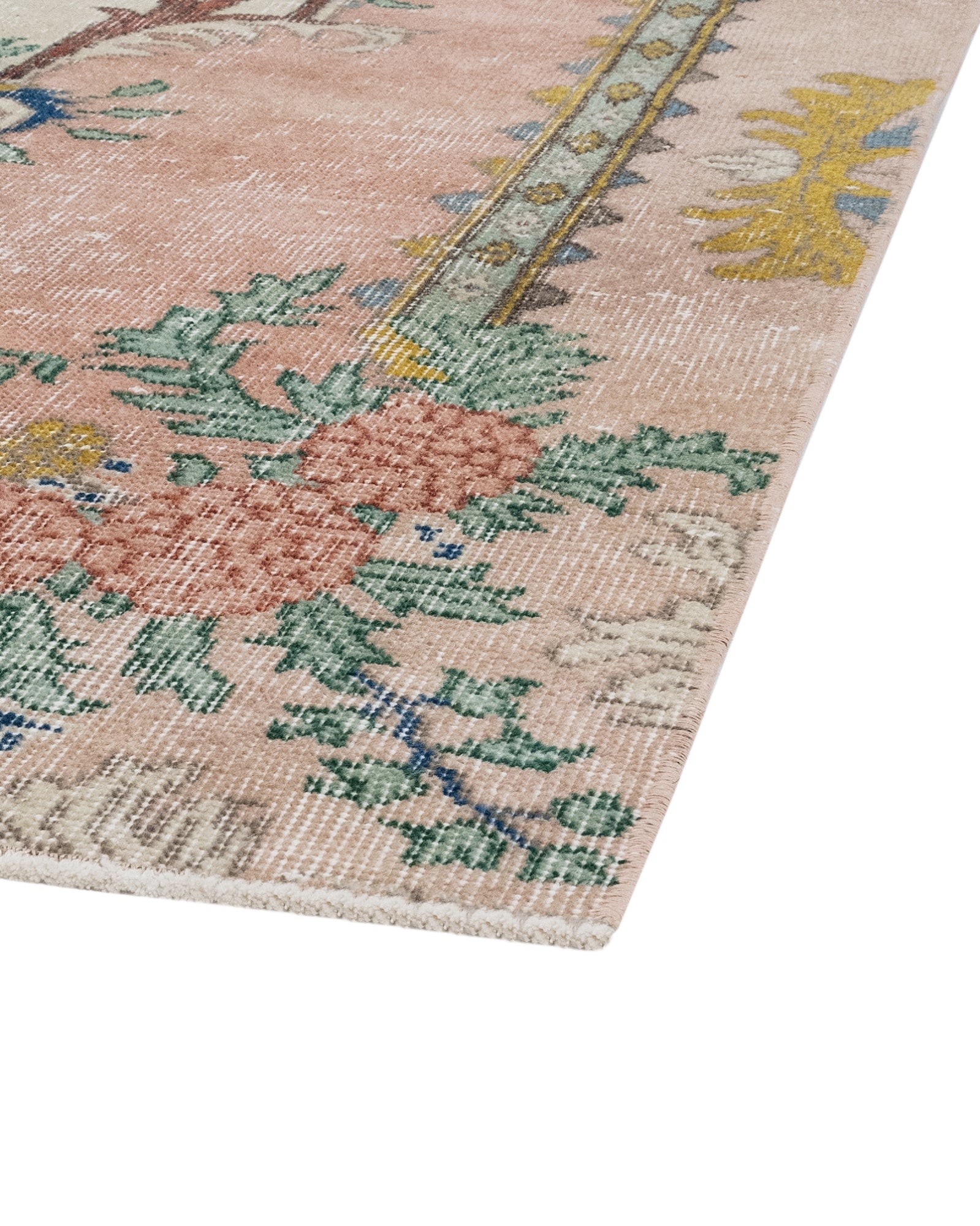 Handmade Wool Rug - Vintage Pink Medallion 5x8 Cotton Blend Area Carpet