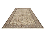 Handmade Wool Rug - Vintage Grey Frame Cotton Blend Carpet 5'4" x 8'11"