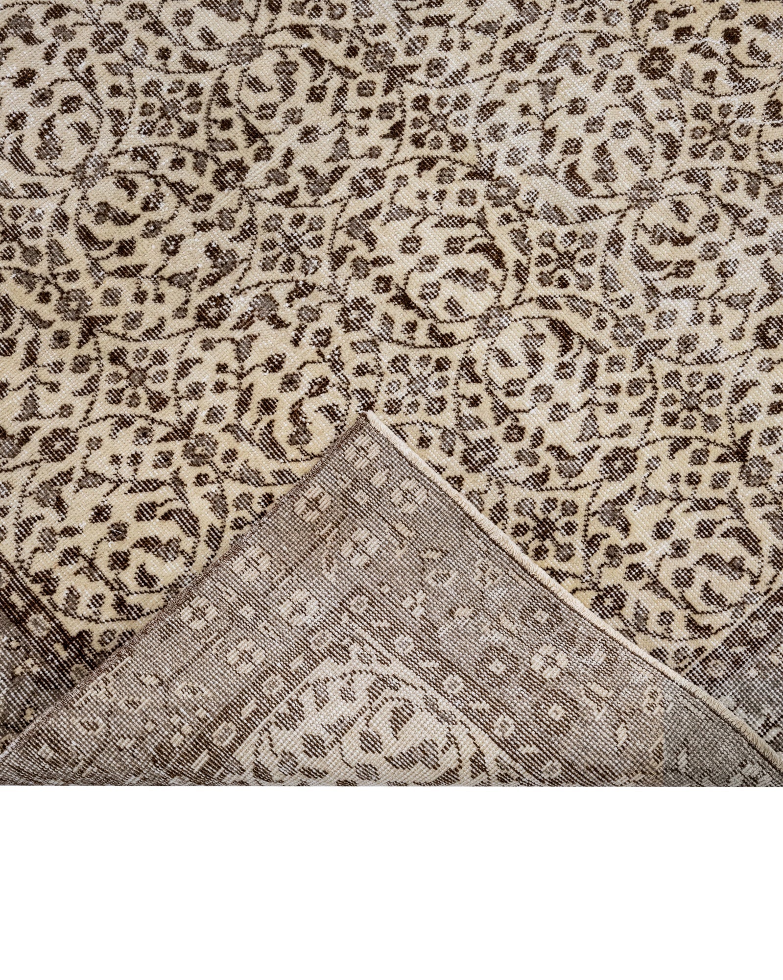 Handmade Wool Rug – Vintage Grey Frame Cotton Wool Blend Area Carpet 5'2" x 8'10"