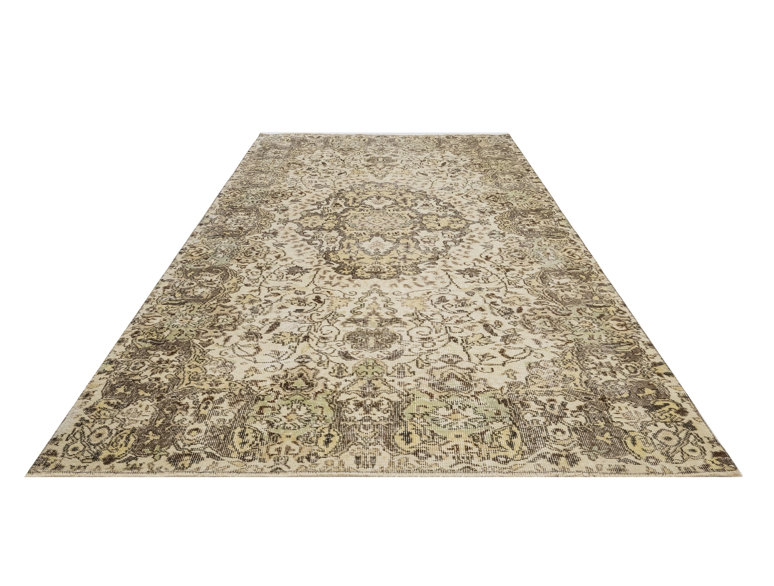 Handmade Wool Rug - Vintage Brown Medallion 5'4" x 9'5" Cotton Blend Area Rug