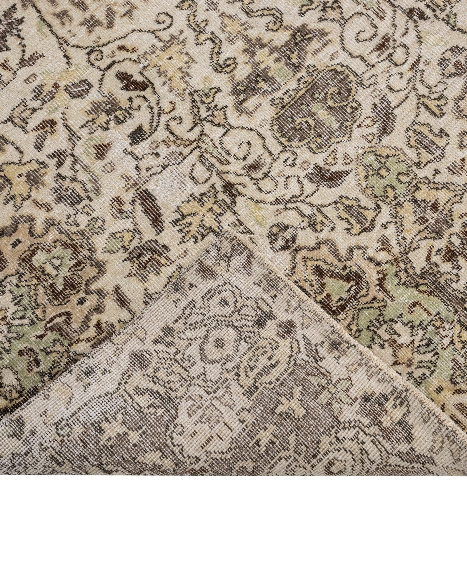 Handmade Wool Rug - Vintage Brown Medallion 5'4" x 9'5" Cotton Blend Area Rug