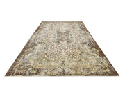 Handmade Wool Rug – Vintage Brown Medallion Carpet 5'8" x 8'8" Durable Cotton Blend