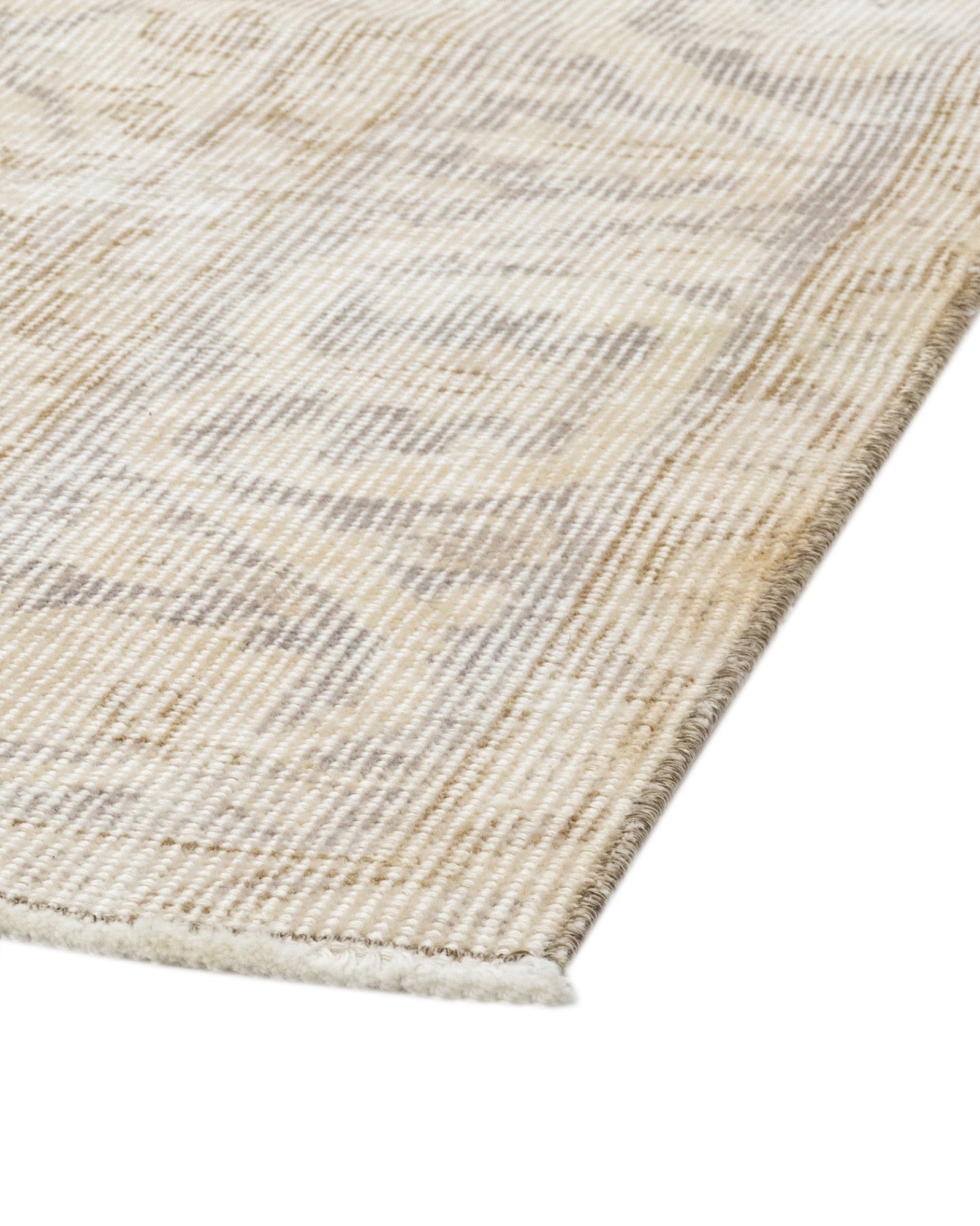 Handmade Wool Cotton Rug – Vintage Beige Medallion Carpet 6' x 10' Soft Texture