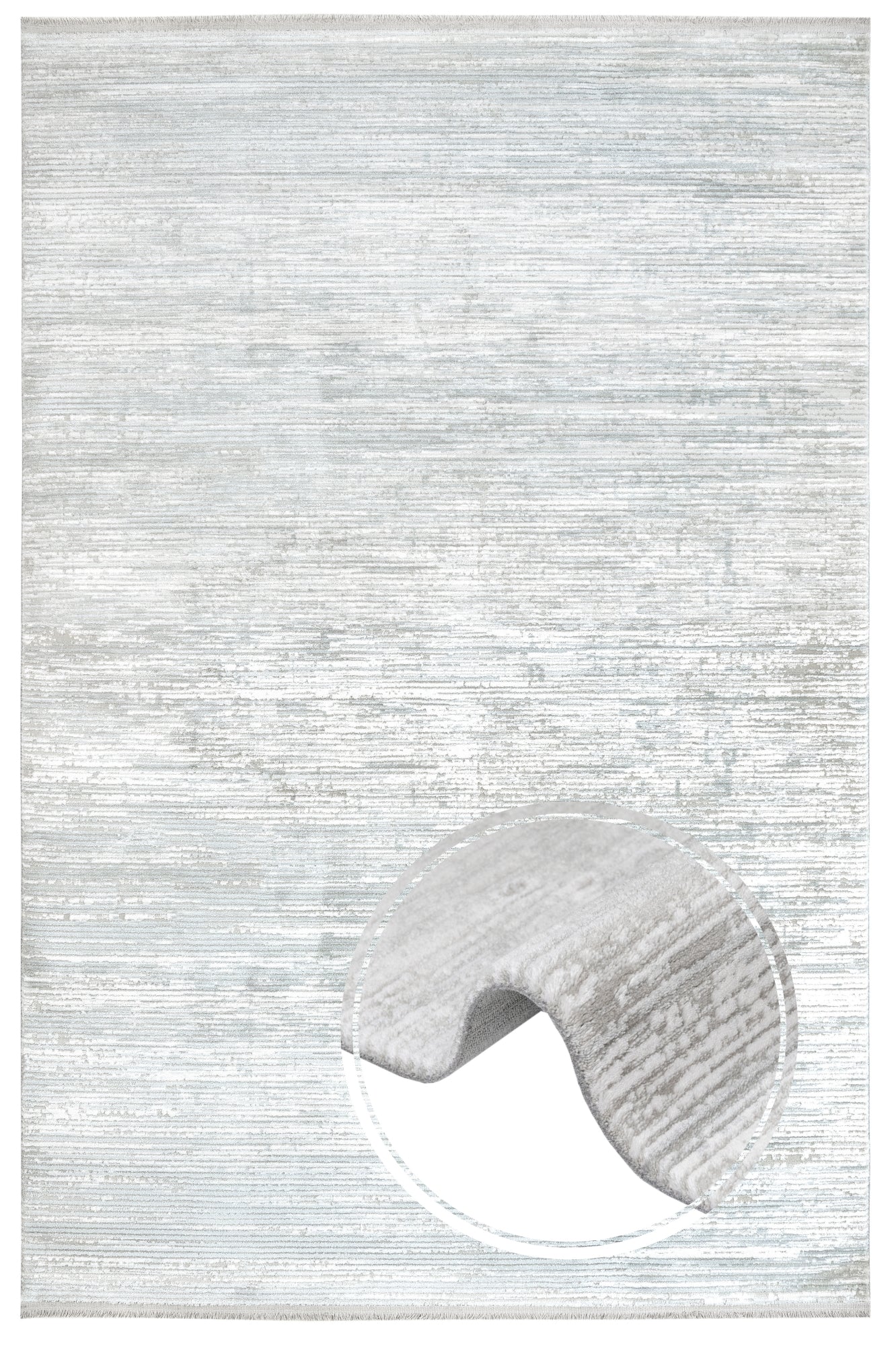 Modern Area Rug – Grey Machine Made Rug with Fringed Edges for Living Room