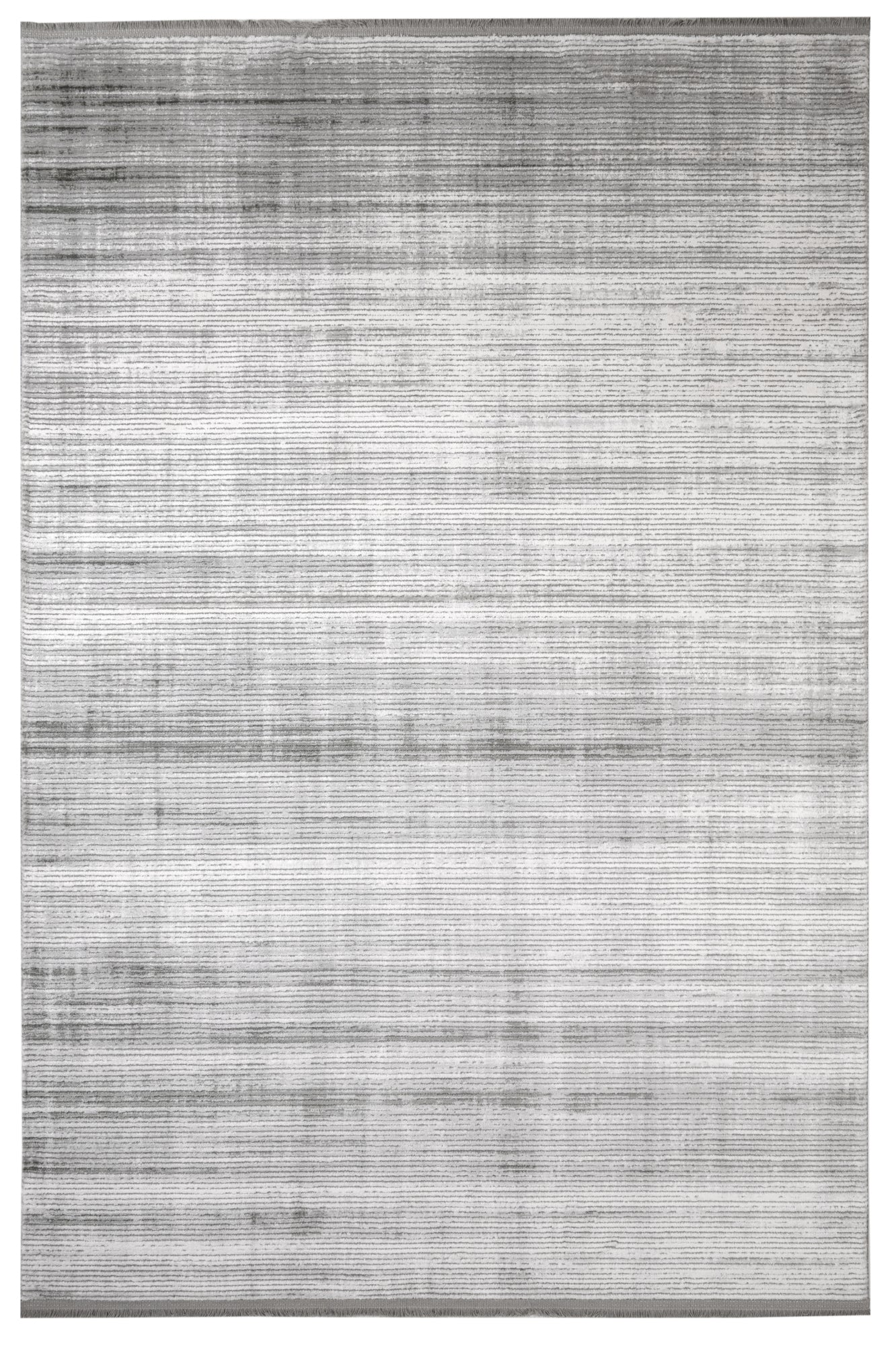 Modern Area Rug – Ornamental Grey Machine Made Acrylic Floor Covering with Fringed Edge