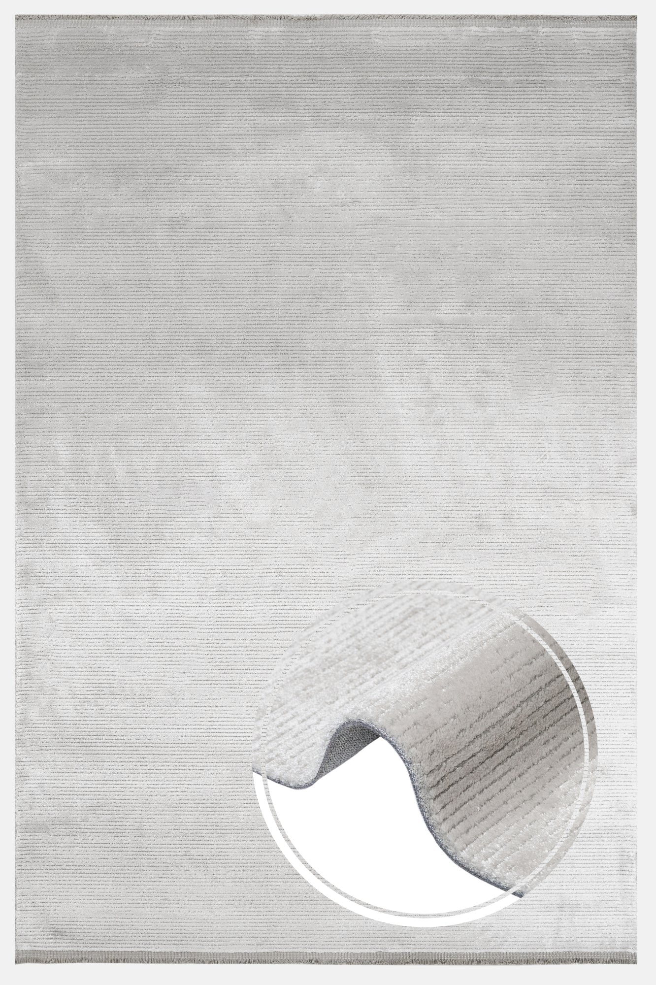 Grey Flat Area Rug - Machine Made Acrylic Rug With Fringed Edges, Non Slip Carpet