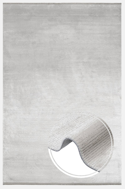 Grey Flat Area Rug - Machine Made Acrylic Rug With Fringed Edges, Non Slip Carpet