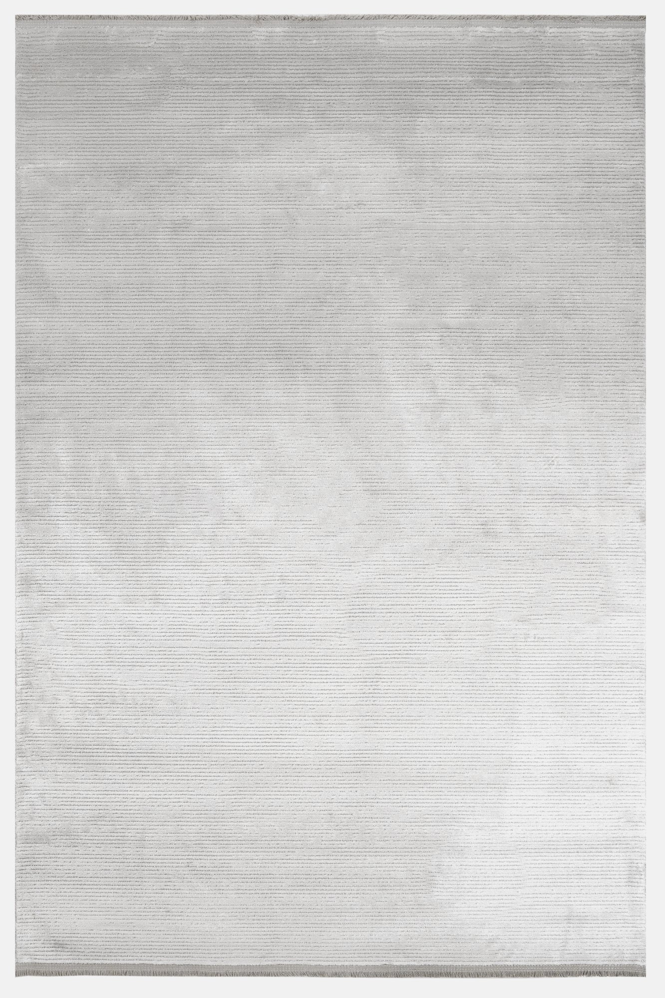 Grey Flat Area Rug - Machine Made Acrylic Rug With Fringed Edges, Non Slip Carpet