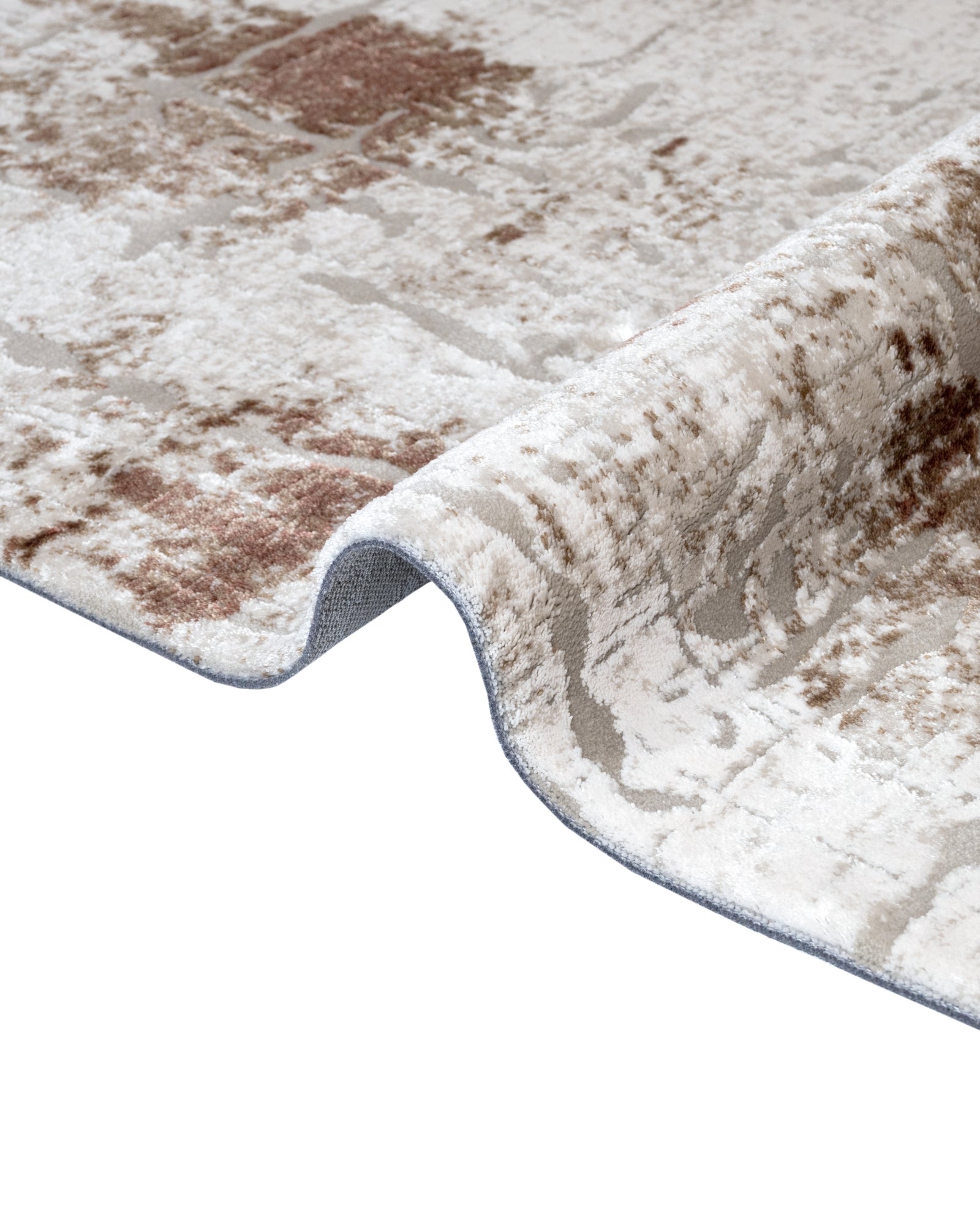 Modern Area Rug – Brown Acrylic Machine Made Rug with Fringed Edges