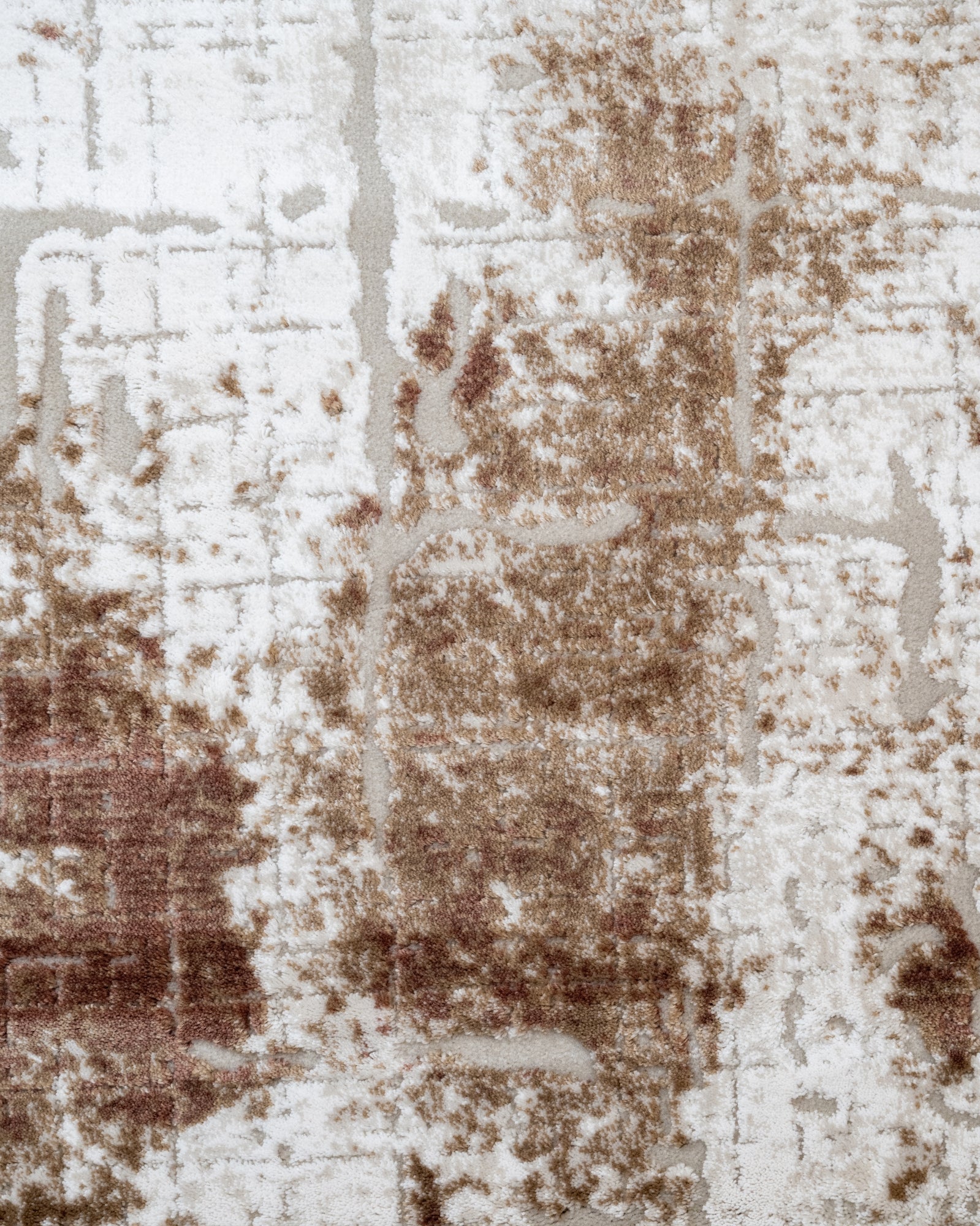 Modern Area Rug – Brown Acrylic Machine Made Rug with Fringed Edges