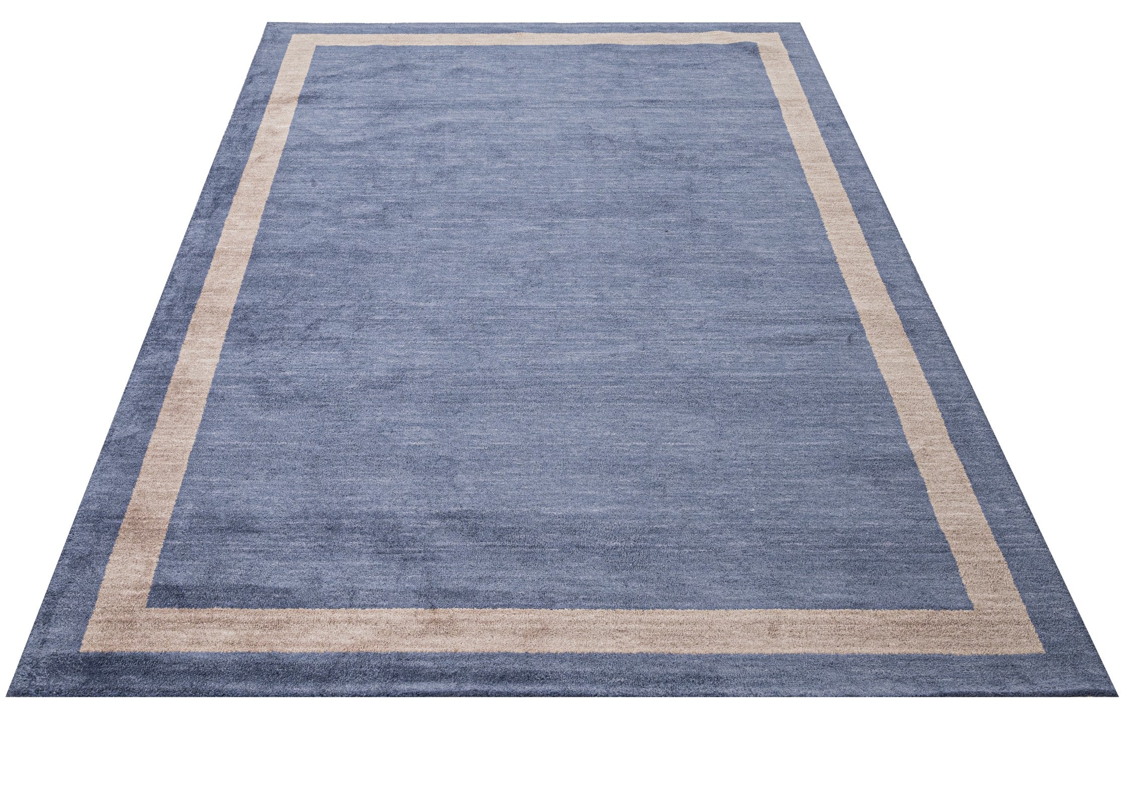Axminster Machine Rug – Navy Blue Natural Viscose Floor Carpet Frame