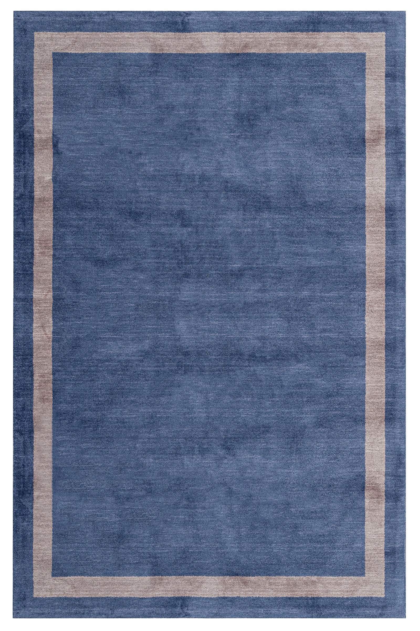 Axminster Machine Rug – Navy Blue Natural Viscose Floor Carpet Frame