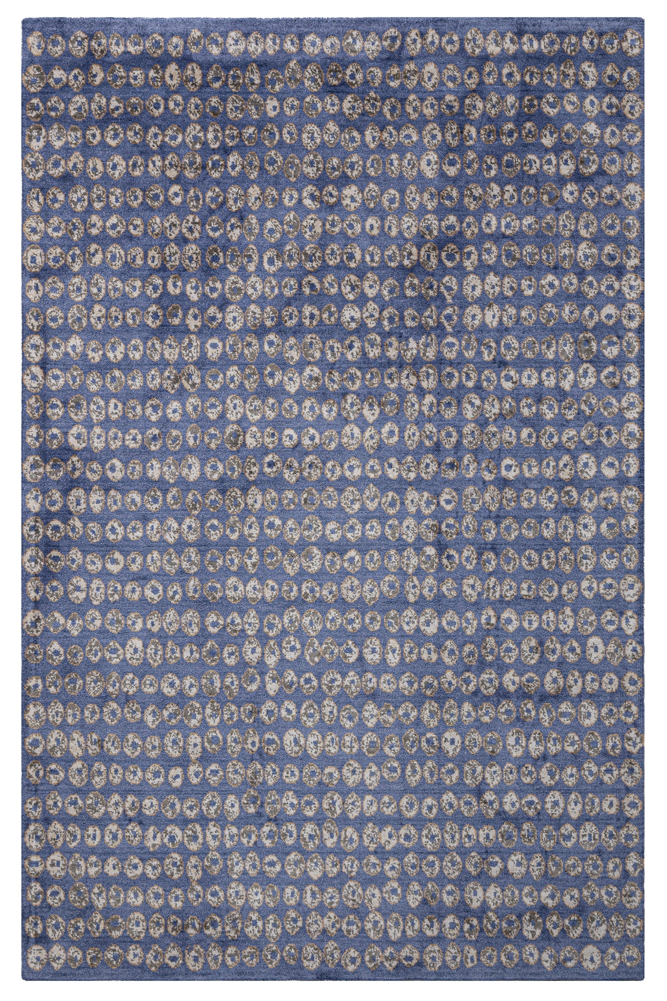 Natural Viscose Rug – Modern Navy Blue Area Rug with Axminster Weaving Technique