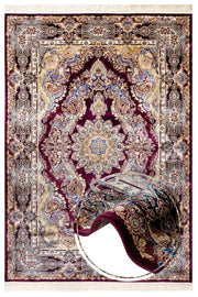 Burgundy Viscose Area Rug – Classic Machine Made Rug With Fringed Edges