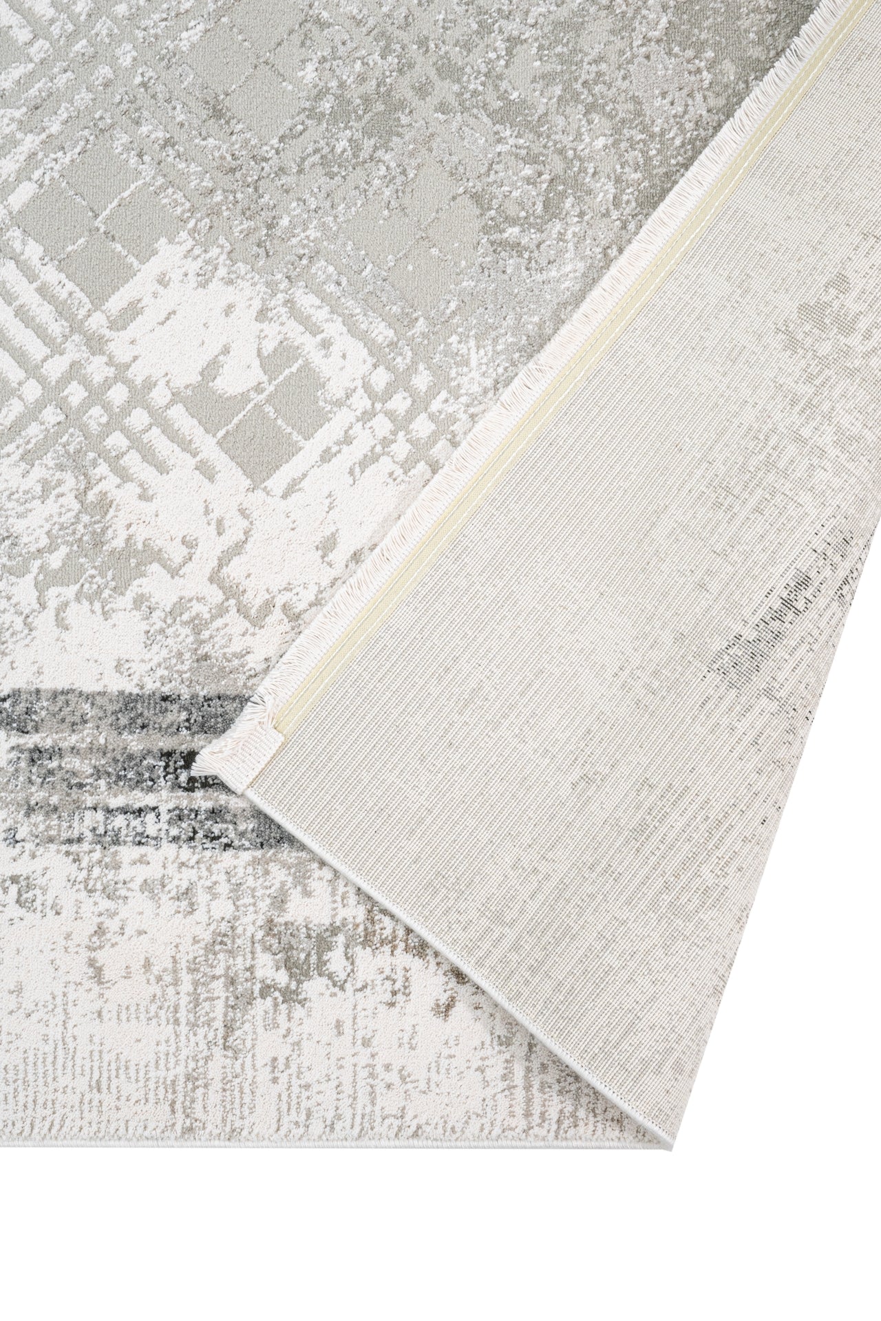 Grey Area Rug – Machine Made Cotton Frame Design Rug, Washable & Durable Floor Covering