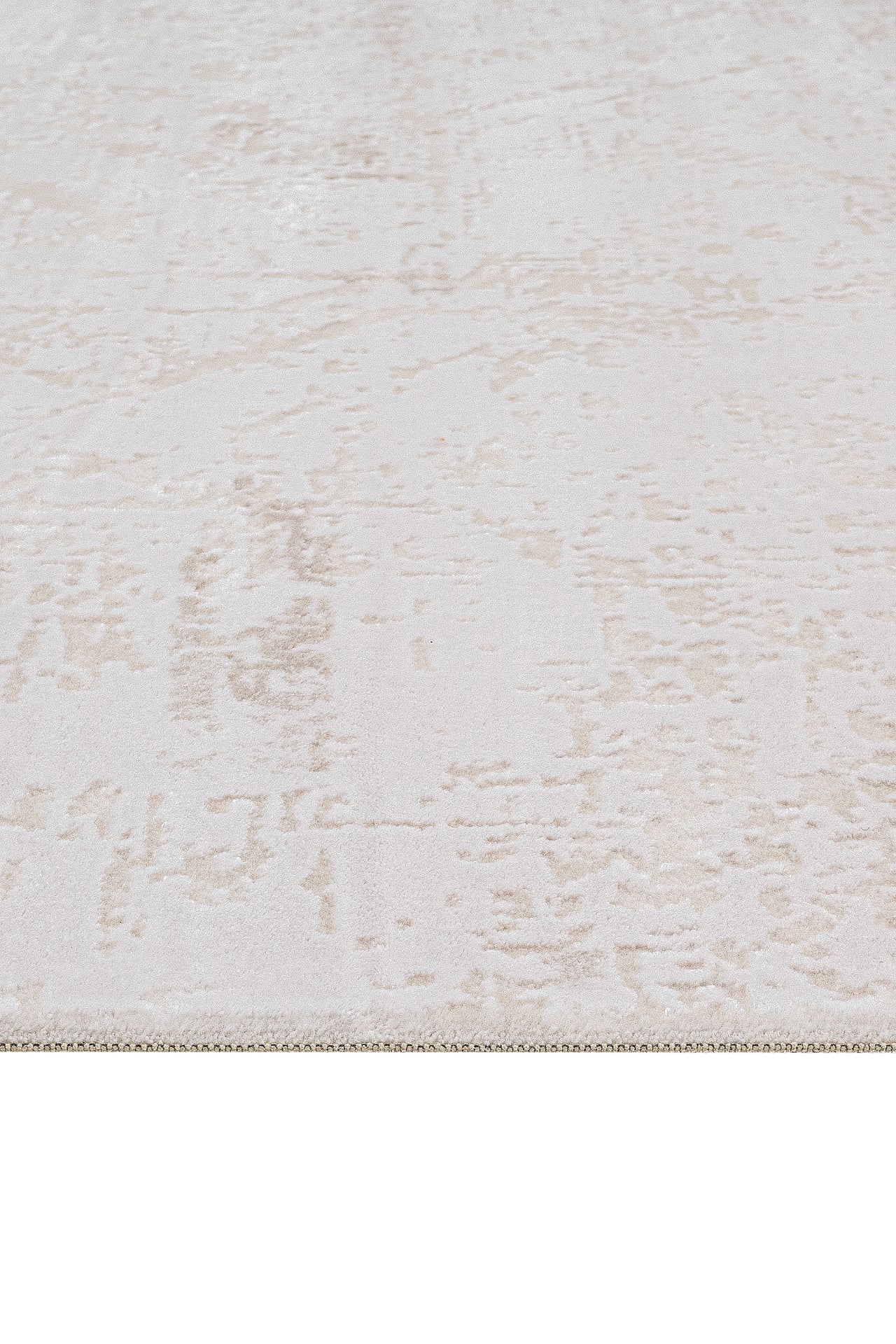 Modern Area Rug - Beige Machine Made Rug with Soft Pile & Laser Cut Edges
