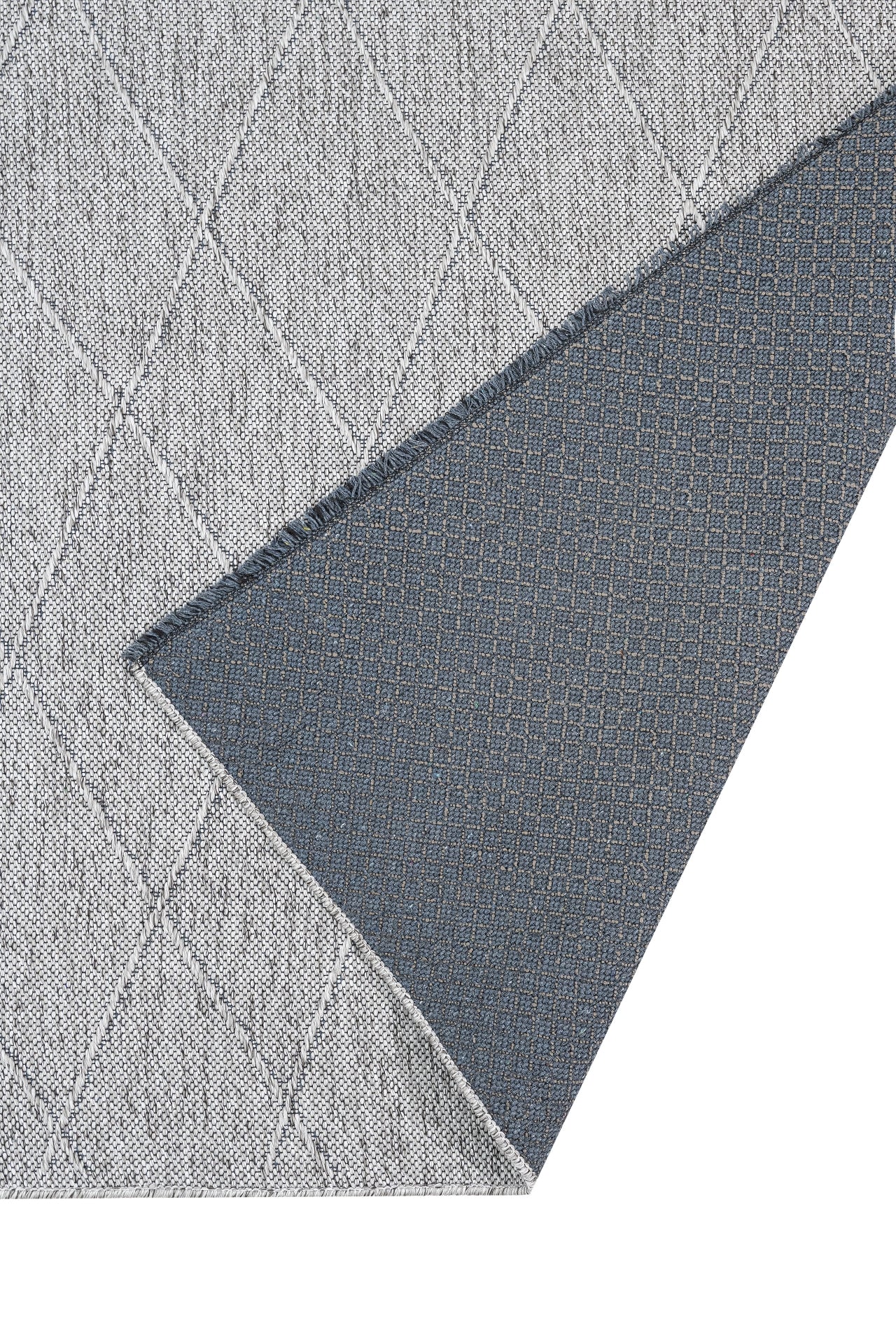 Grey Geometric Cotton Kilim - Durable Woven Sole Rug With 5 mm Pile Height