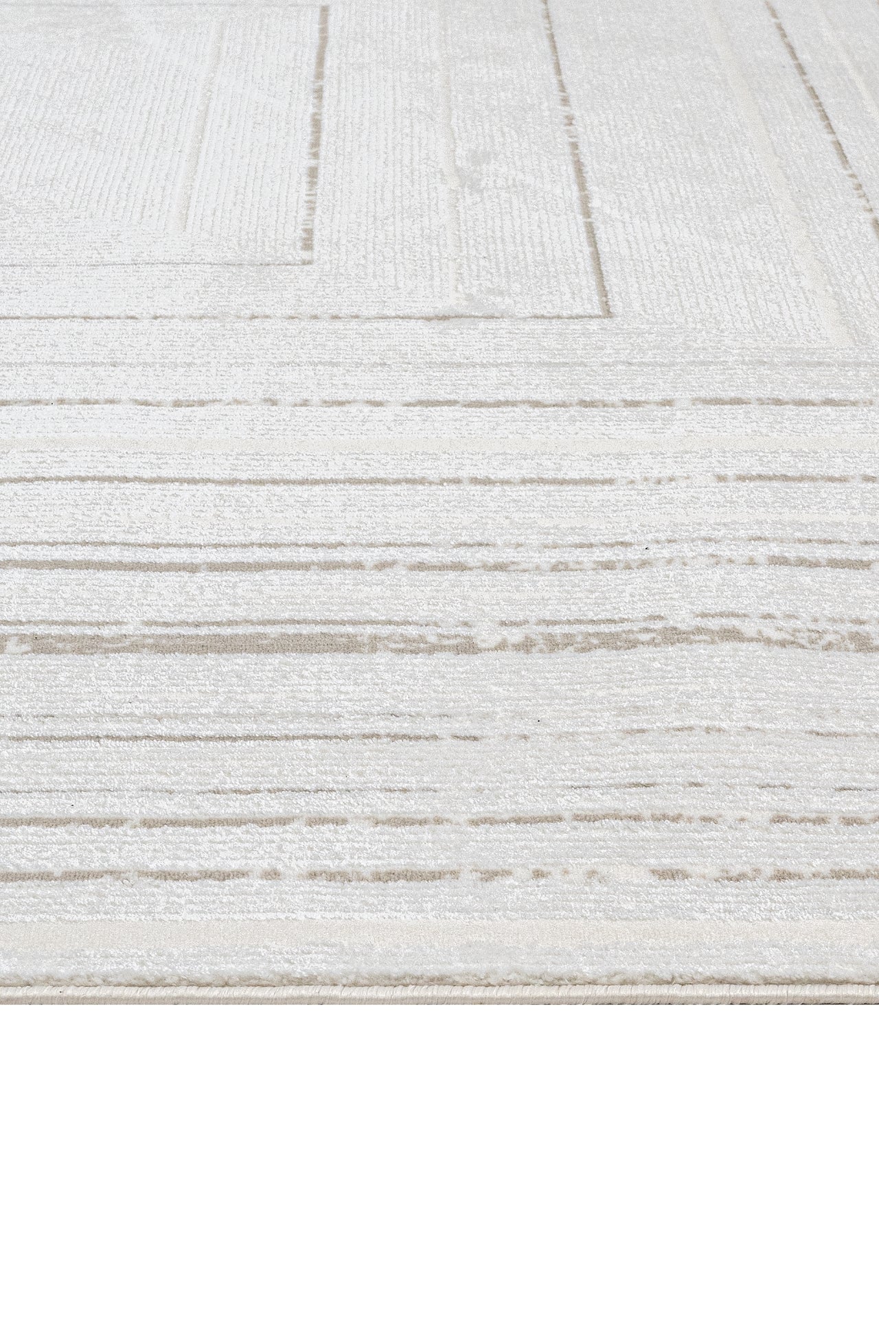 Microfiber Area Rug - Luxess Machine Made Cream Frame Rug, Durable & Shrink Resistant