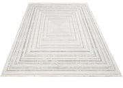 Microfiber Area Rug - Luxess Machine Made Cream Frame Rug, Durable & Shrink Resistant