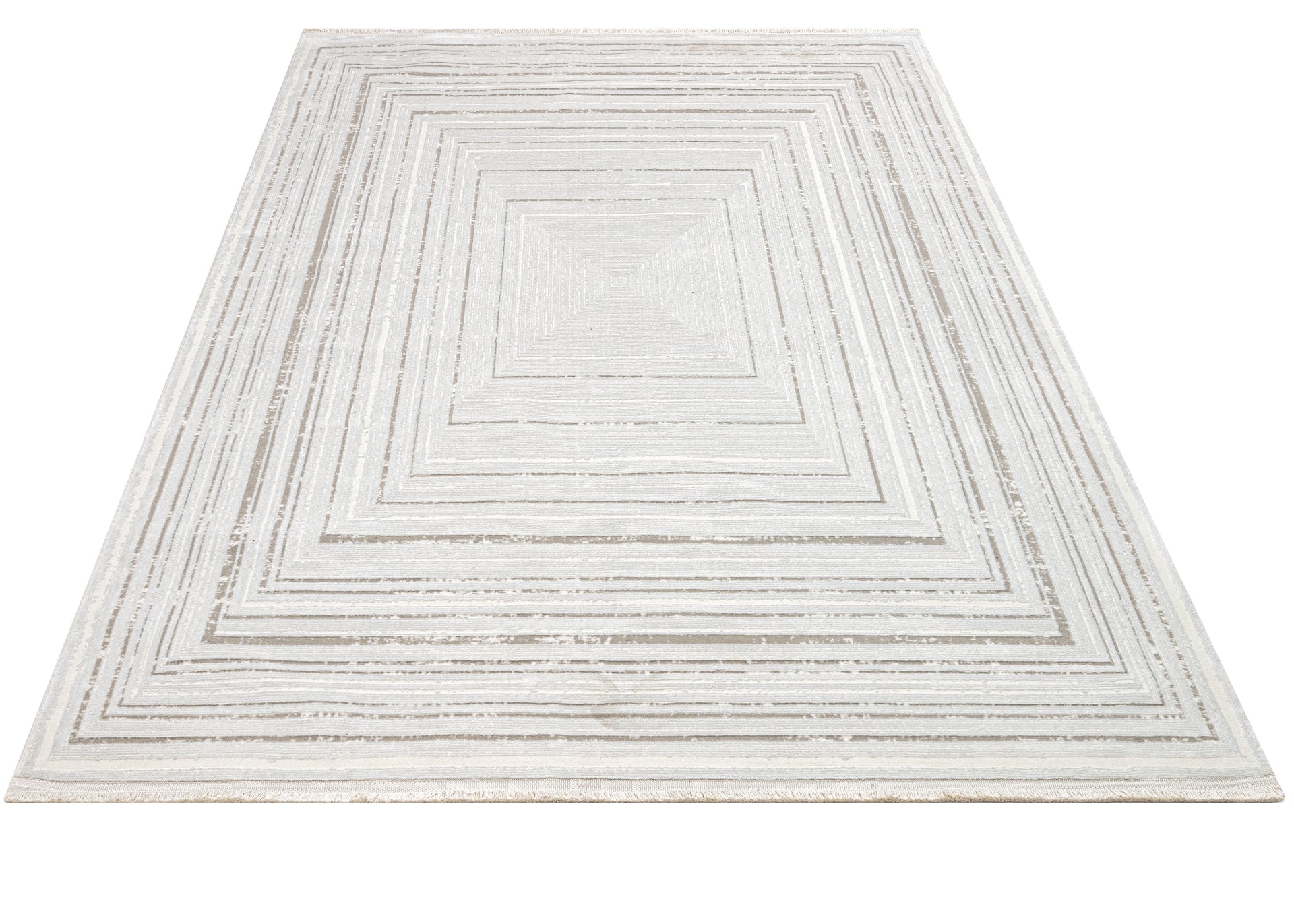 Microfiber Area Rug - Luxess Machine Made Cream Frame Rug, Durable & Shrink Resistant