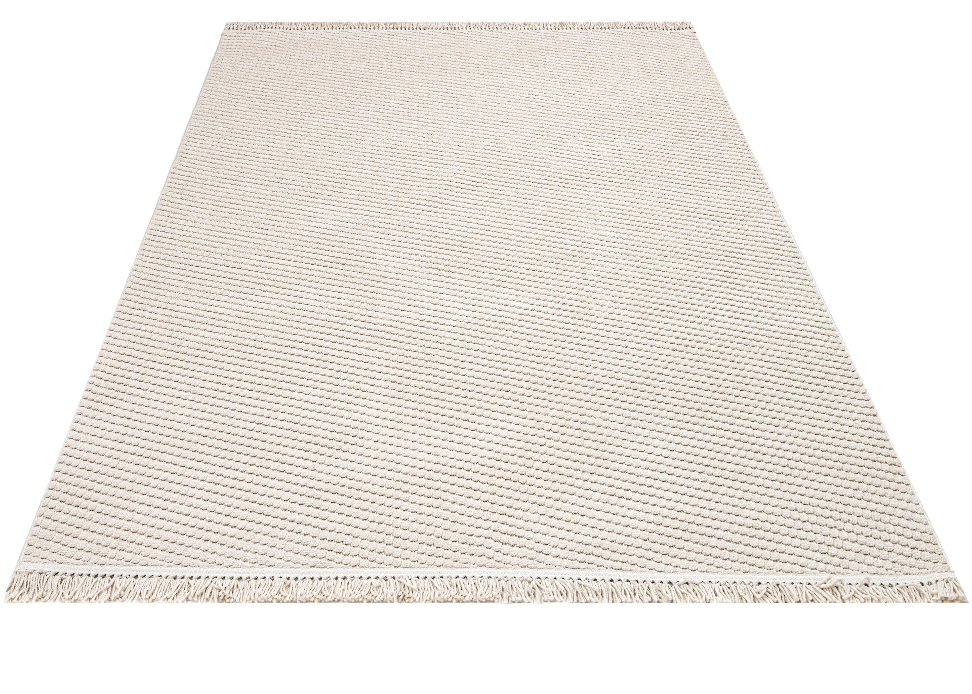 Beige Striped Area Rug – Machine Made Rug With 7 mm Pile Height & Overlock Edge