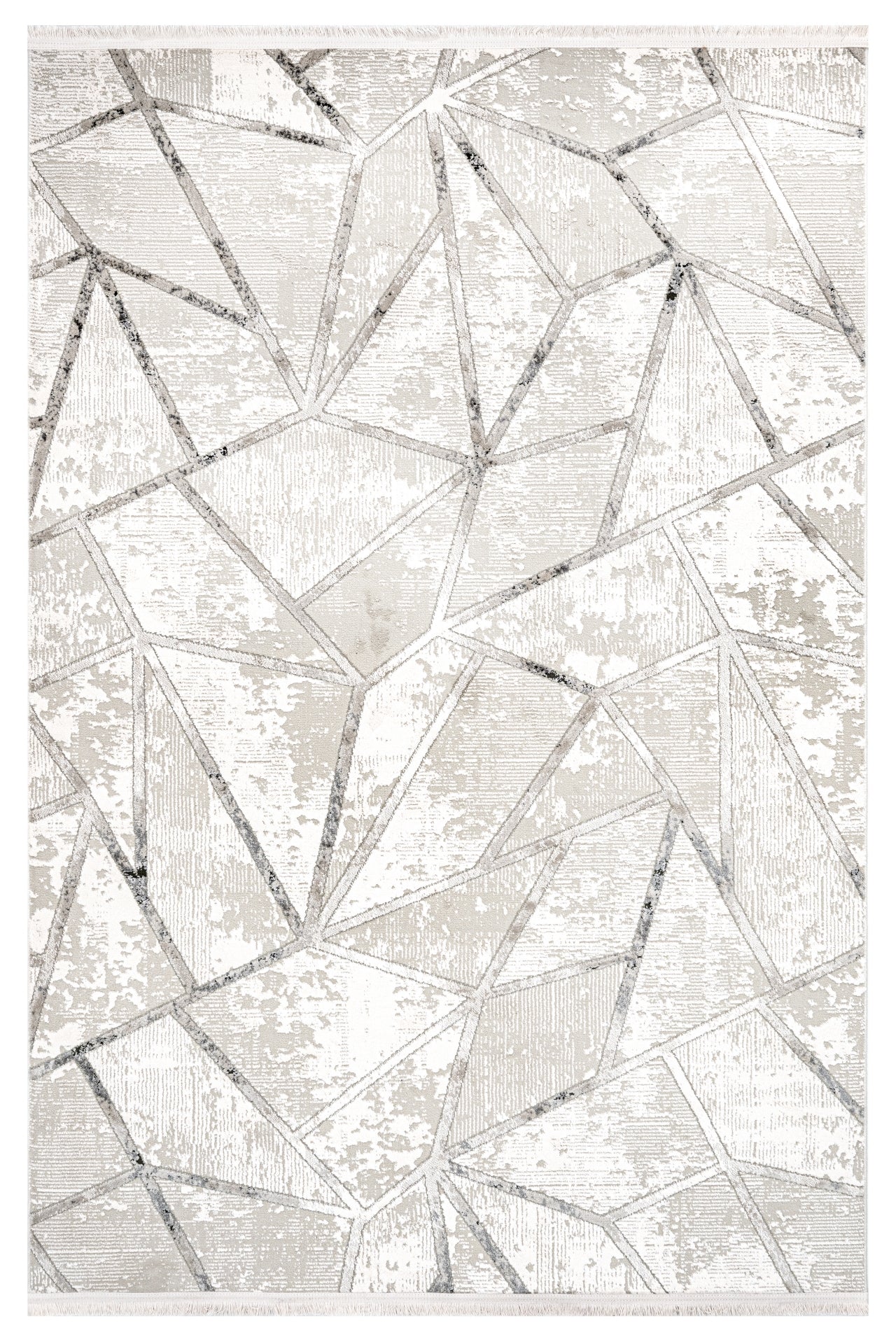 Grey Geometric Area Rug – Machine Made Cotton Base Rug With Acrylic Yarn