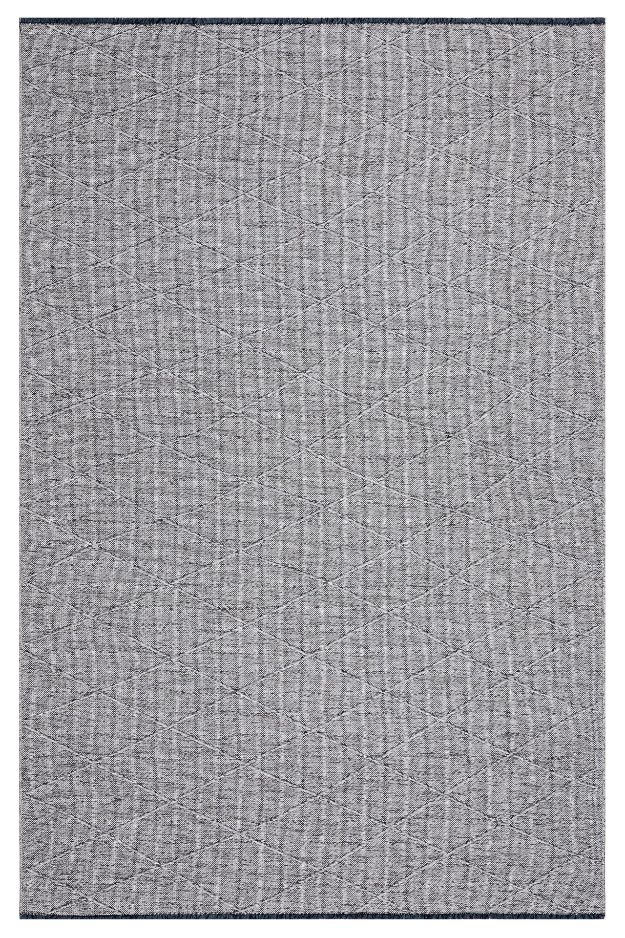 Grey Geometric Cotton Kilim - Durable Woven Sole Rug With 5 mm Pile Height