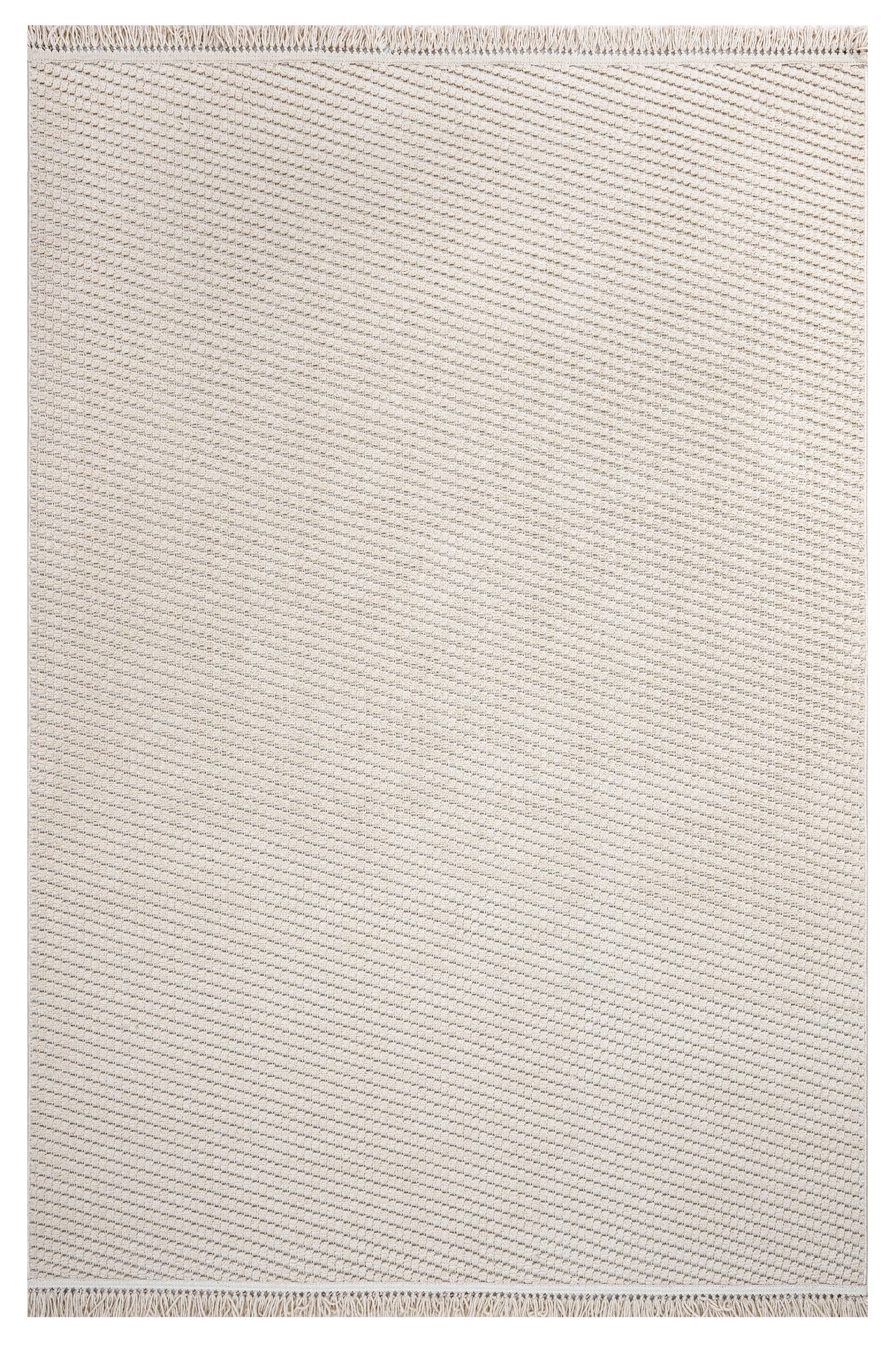 Beige Striped Area Rug – Machine Made Rug With 7 mm Pile Height & Overlock Edge