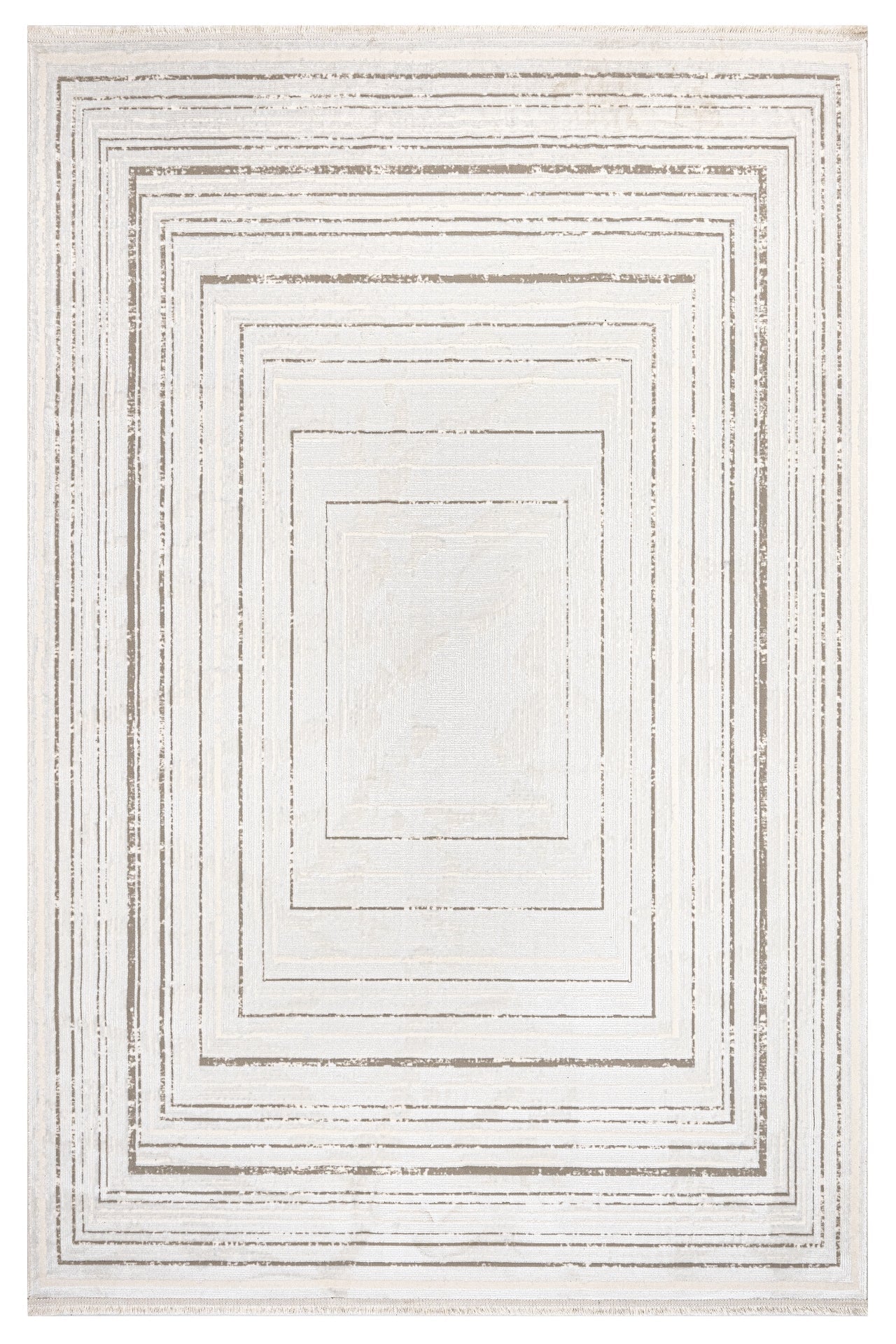 Microfiber Area Rug - Luxess Machine Made Cream Frame Rug, Durable & Shrink Resistant