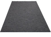 Cotton Kilim Rug – Anthracite Geometric Flat Weave With Fringed Edge, 5 mm Pile Height