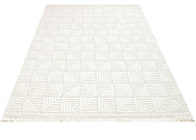 Geometric Area Rug - Machine Made Cream Rug With 7 Mm Pile Height & Overlock Edge
