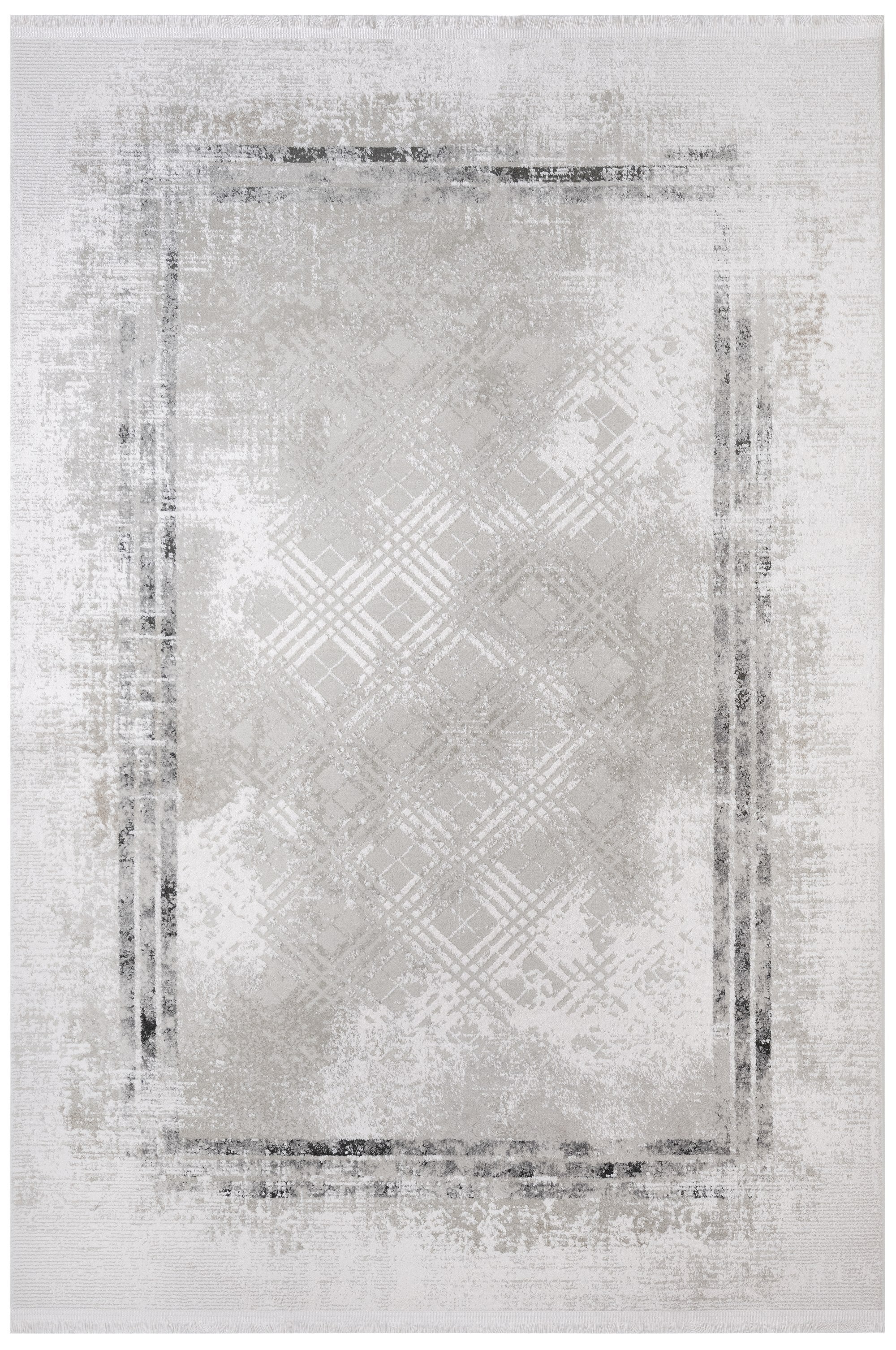 Cotton Area Rug - Machine Made Grey Frame Rug | Soft, Washable & Non Slip
