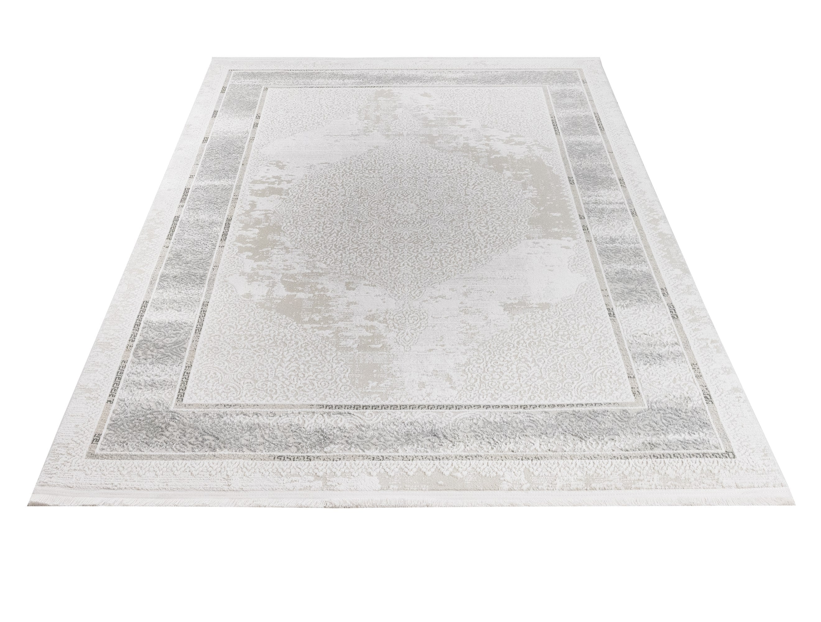 Cotton Area Rug – Machine Made Grey Frame Rug with Soft Cotton Threads