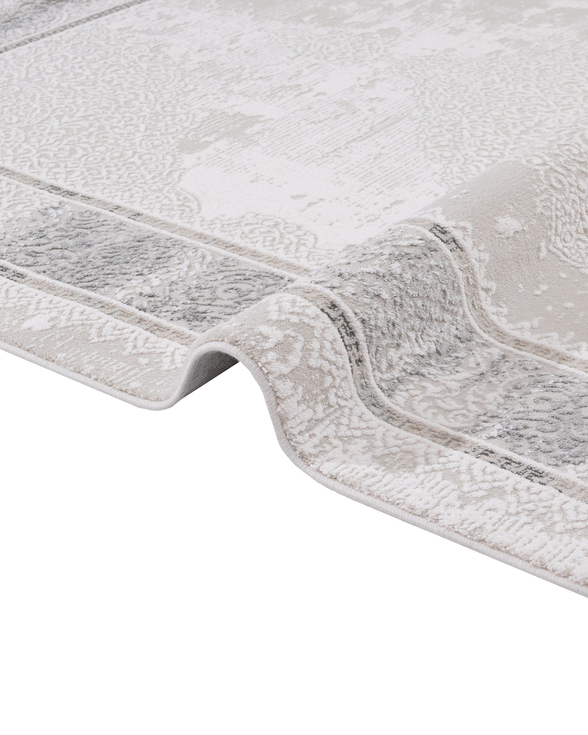 Cotton Area Rug – Machine Made Grey Frame Rug with Soft Cotton Threads