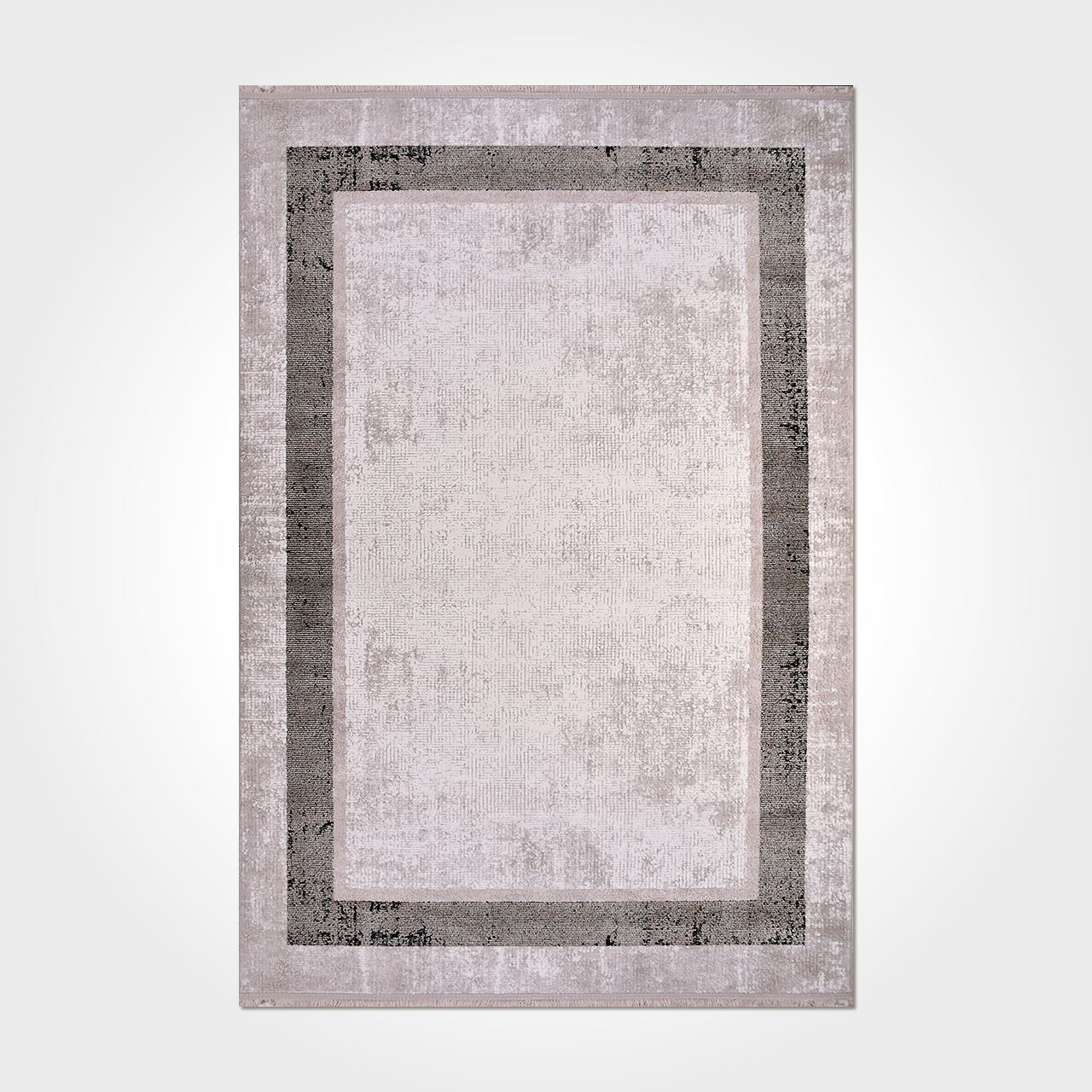 Machine Made Area Rug – Cream Frame Rug with Laser Cut Edges & Anti Slip