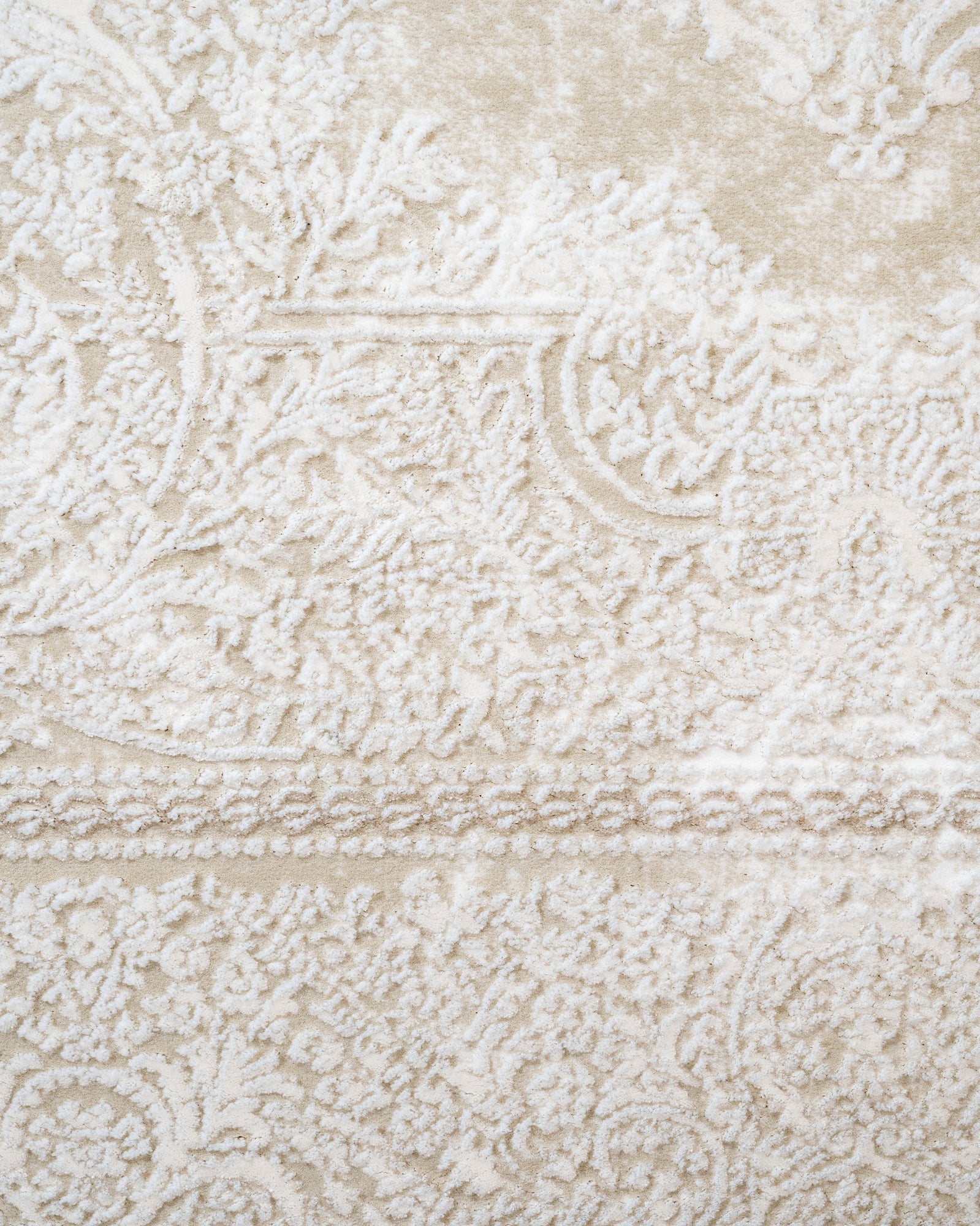 Classic Area Rug - Periwinkle Cream Machine Made Rug with Fringed Edge