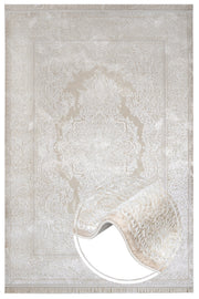 Classic Area Rug - Periwinkle Cream Machine Made Rug with Fringed Edge