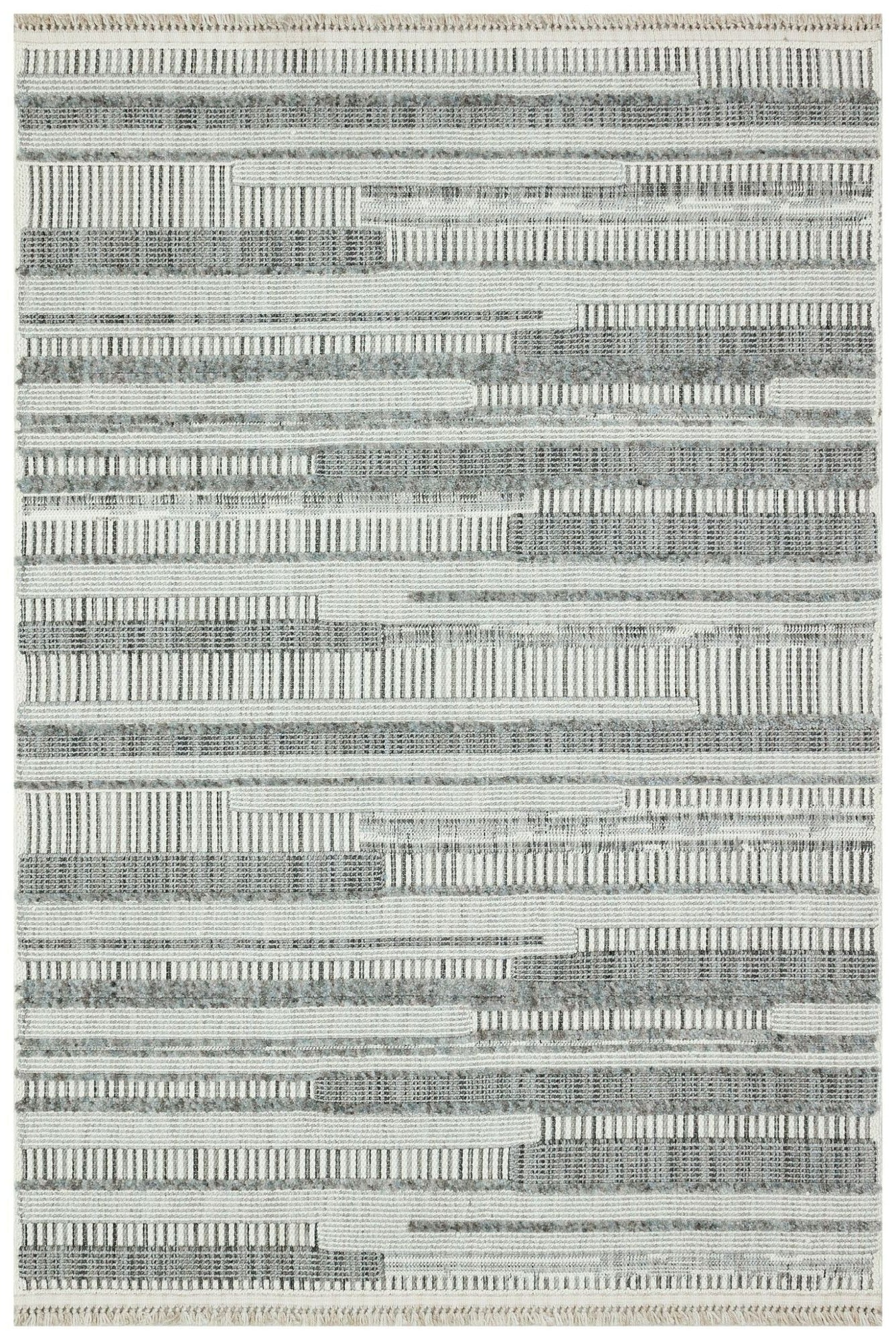 Grey Geometric Area Rug – Machine Made Cotton Yarn Carpet, Washable & Non Shedding