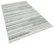 Grey Geometric Area Rug – Machine Made Cotton Yarn Carpet, Washable & Non Shedding