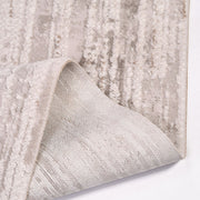 Cream Striped Area Rug - Machine Made Rug With Acrylic Yarn & Laser Cut Edges