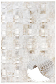 Cotton Area Rug – Gold Geometric Machine Made Rug with Soft Threads