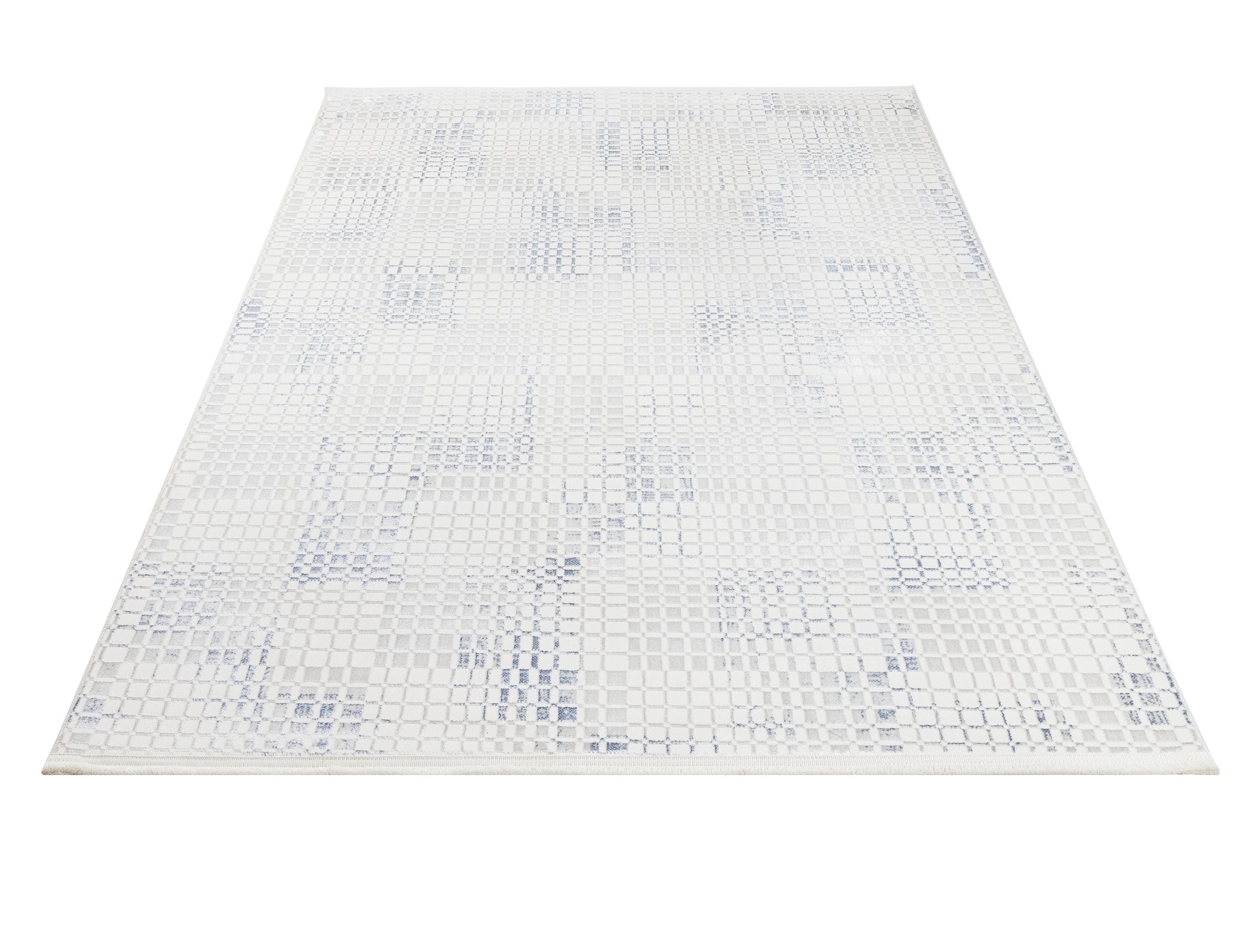 Cotton Area Rug – Machine Made Blue Geometric Rug With Soft Threads & Anti Slip