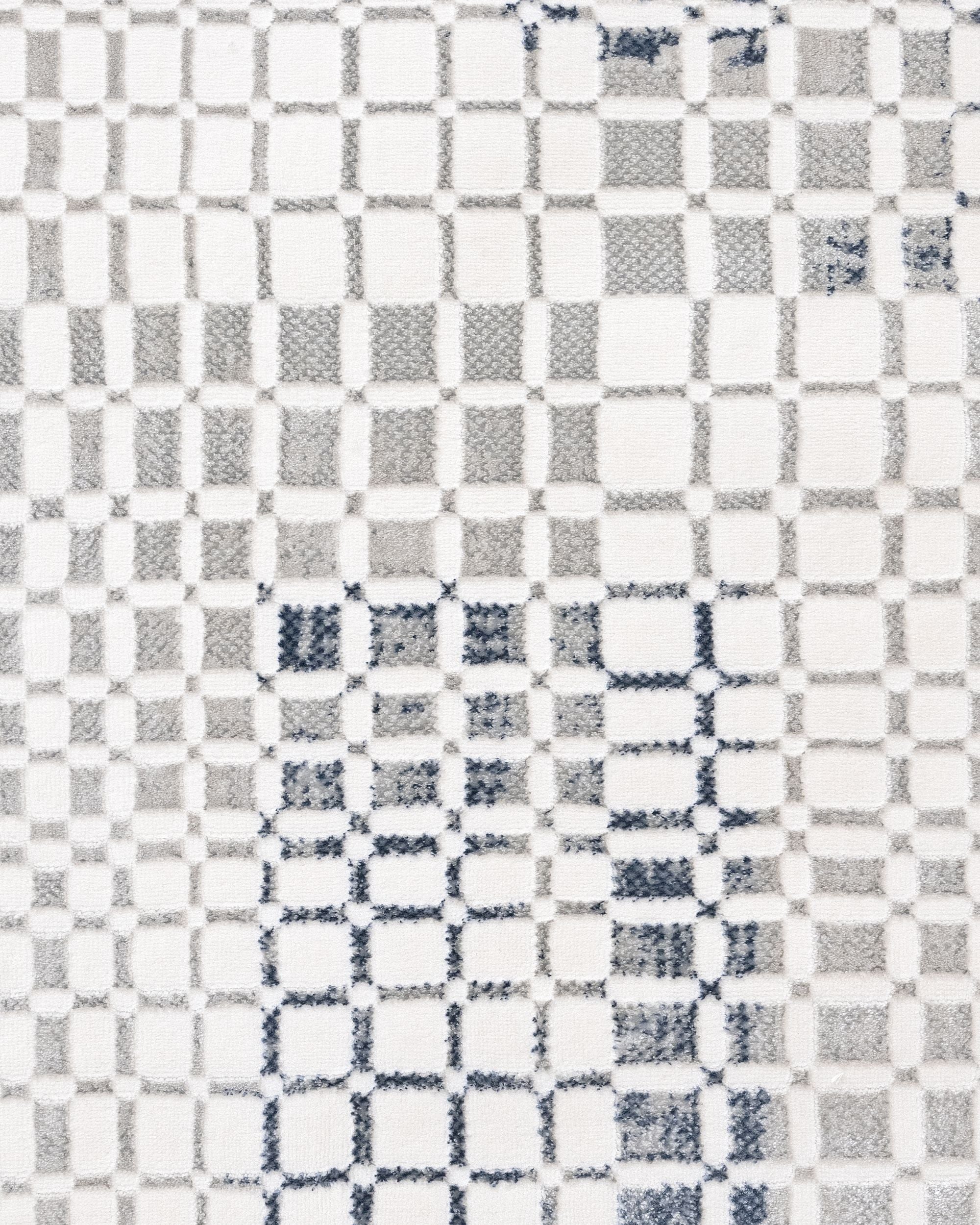 Cotton Area Rug – Machine Made Blue Geometric Rug With Soft Threads & Anti Slip